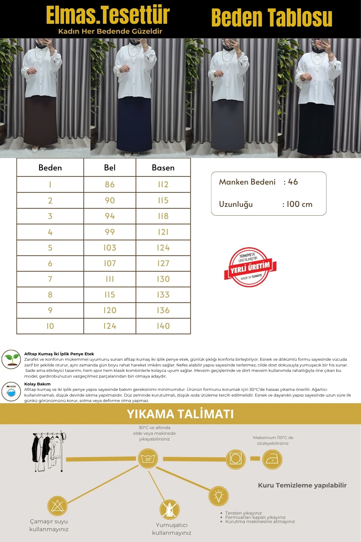 Kadın Giyim Büyük Beden Tesettür Afitap Kalem Etek Kadın Giyim Büyük Beden Tesettür Afitap Kalem Etek - Görsel 2