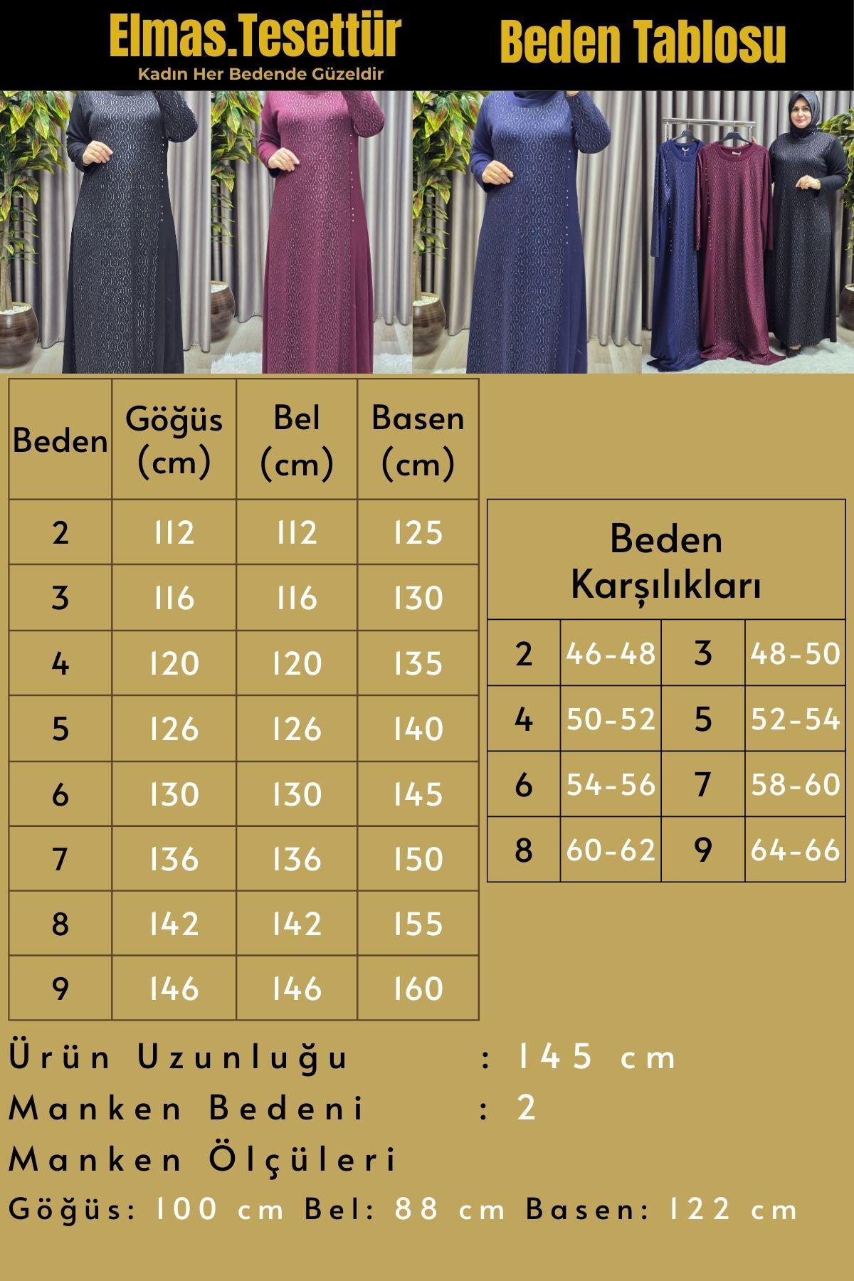 Kadın Giyim Büyük Beden Taşlı Simli Rahat Kalıp Tesettür Elmas El