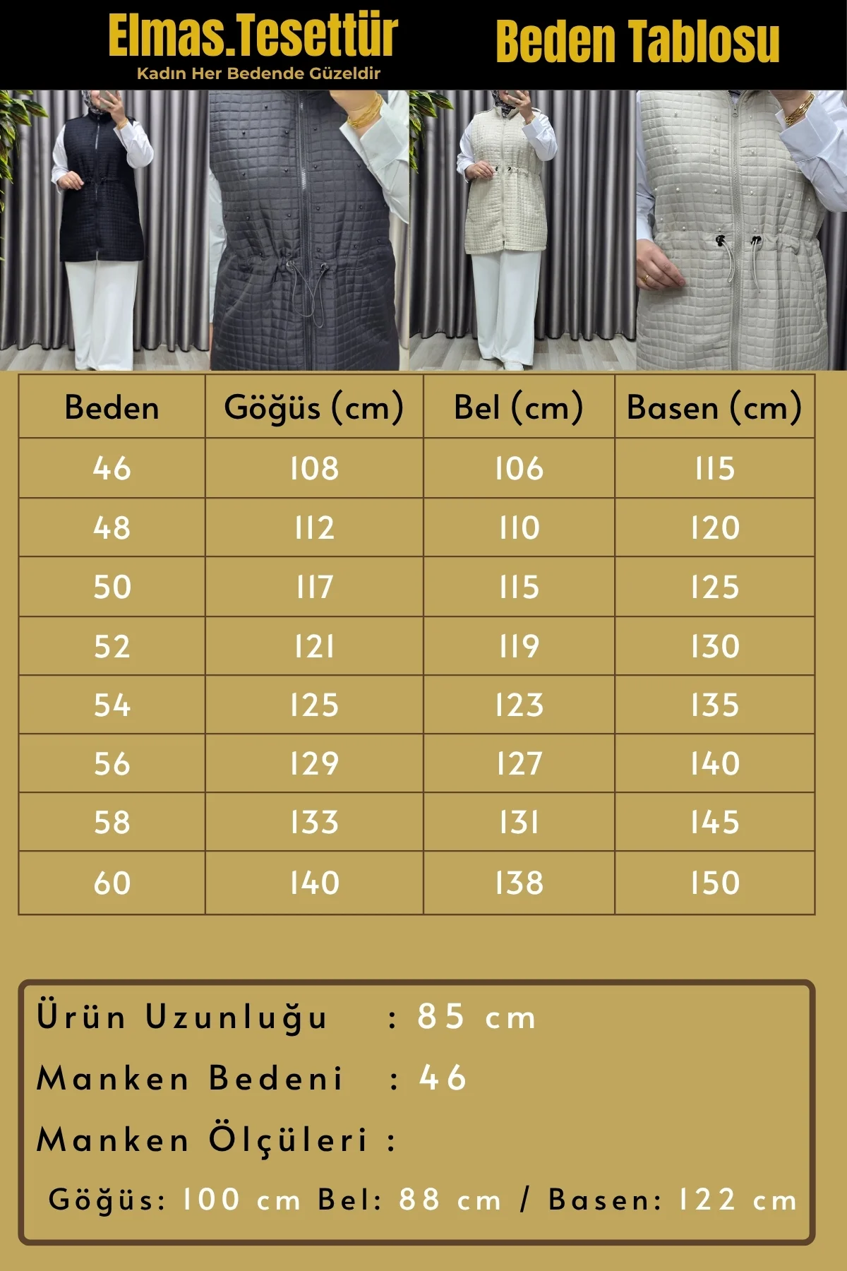 Kadın Giyim Büyük Beden İnci Detay Kapitone Yelek