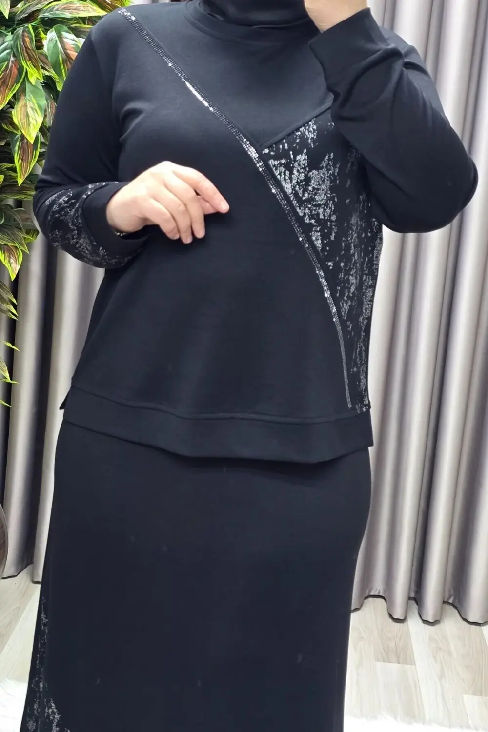 Kadın Giyim Büyük Beden Batik Modal Etekli Takım