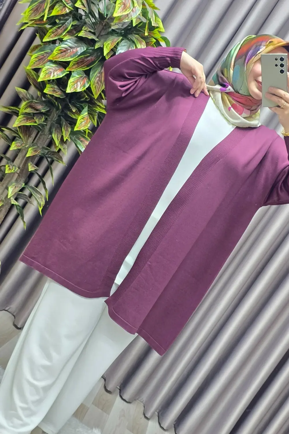 Kadın Giyim Büyük Beden Düz Renk Standart Beden Hırka