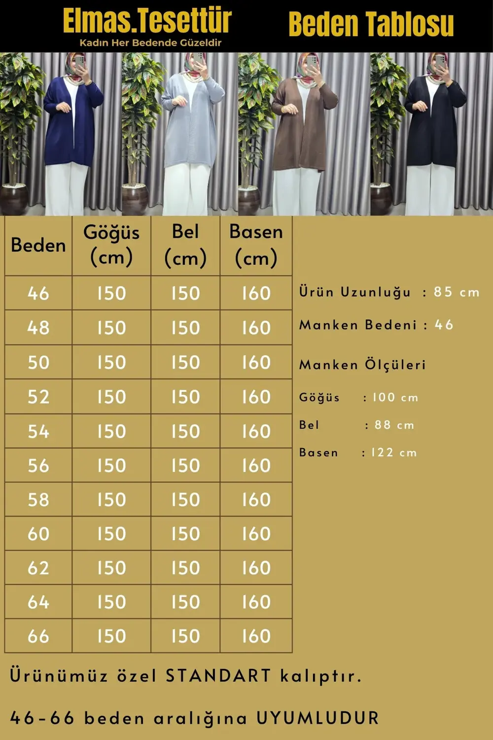 Kadın Giyim Büyük Beden Düz Renk Standart Beden Hırka