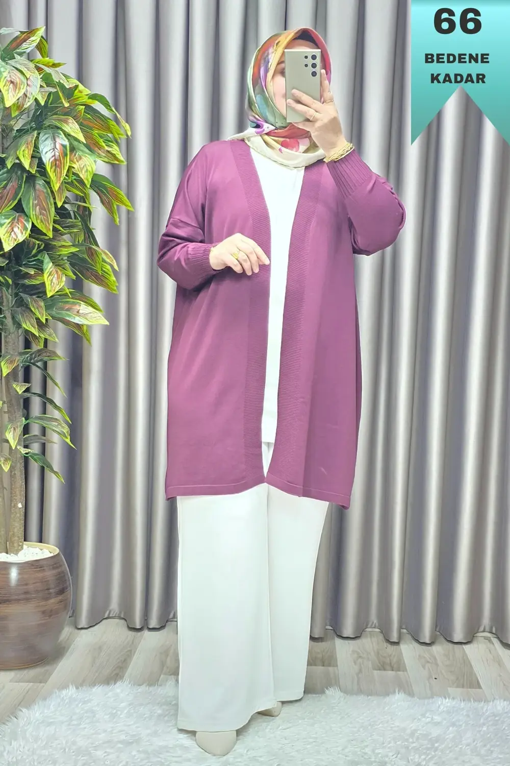 Kadın Giyim Büyük Beden Düz Renk Standart Beden Hırka