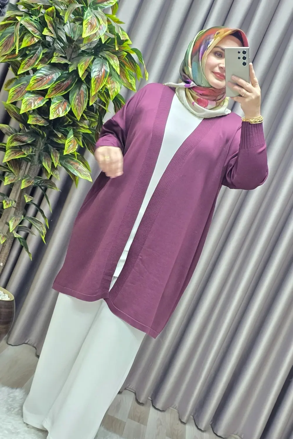 Kadın Giyim Büyük Beden Düz Renk Standart Beden Hırka