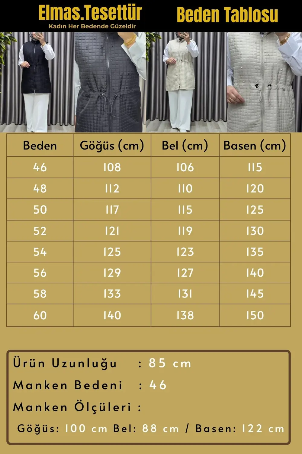 Kadın Giyim Büyük Beden İnci Detay Kapitone Yelek