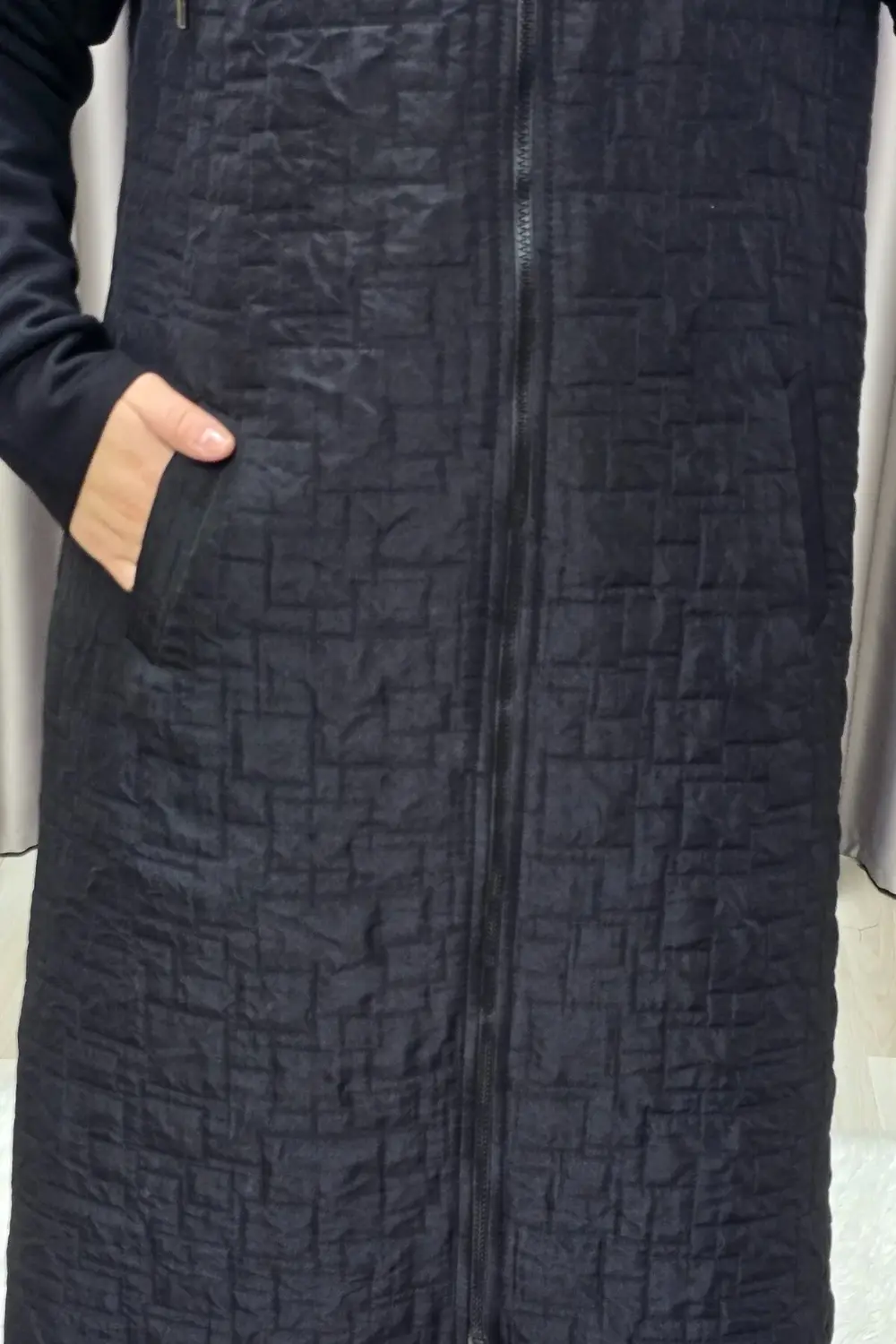 Kadın Giyim Büyük Beden Kapşonlu Polarlı Kapitone Kap