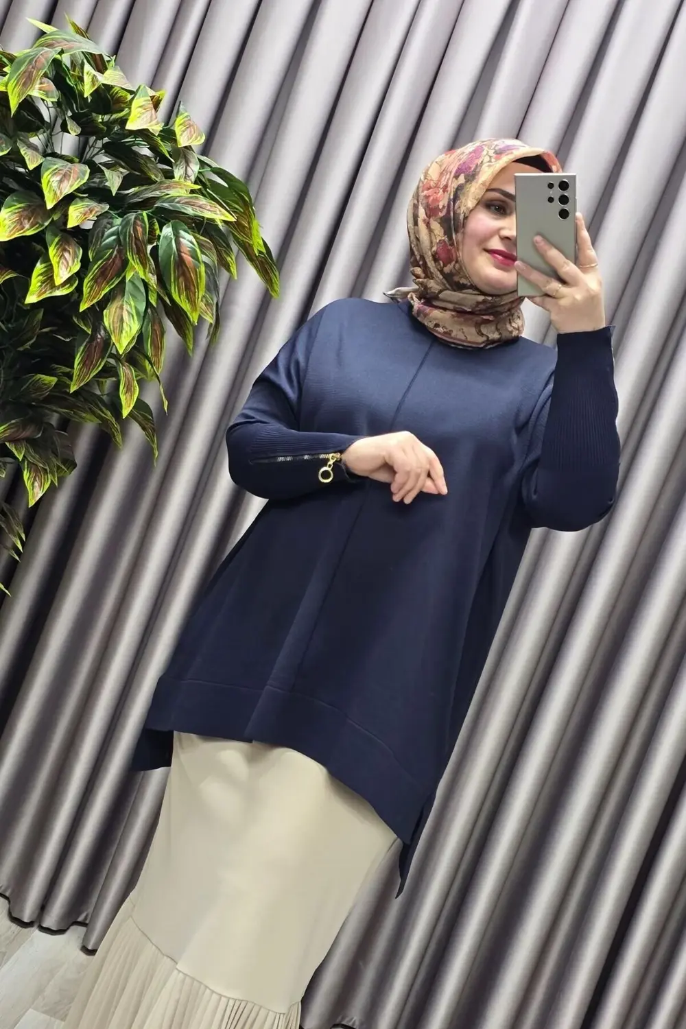 Kadın Giyim Büyük Beden Kolu Fermuar Detaylı Fitilli Standart Bed