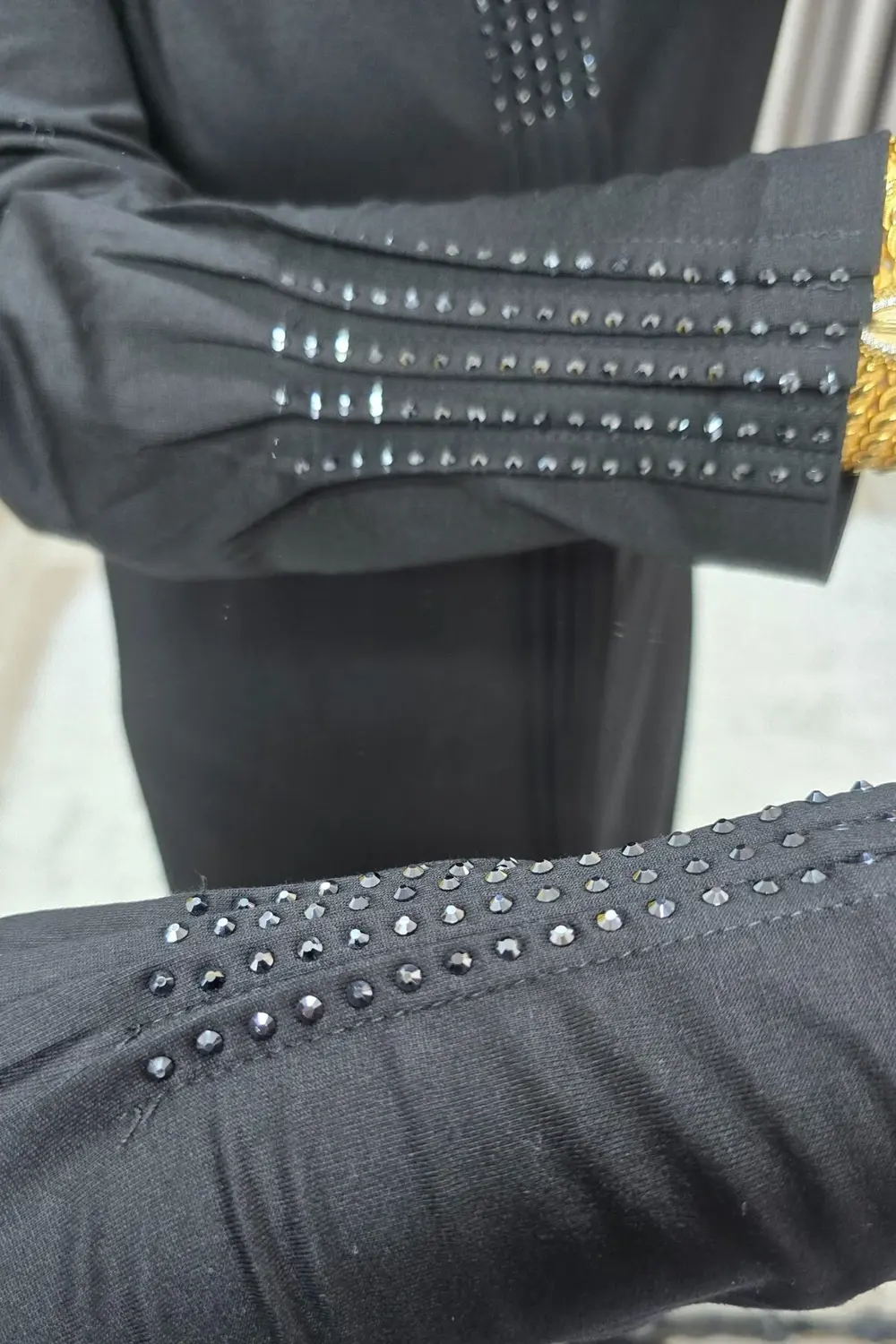 Kadın Giyim Büyük Beden Kolu Nevrür Taşlı Çimalı Elbise