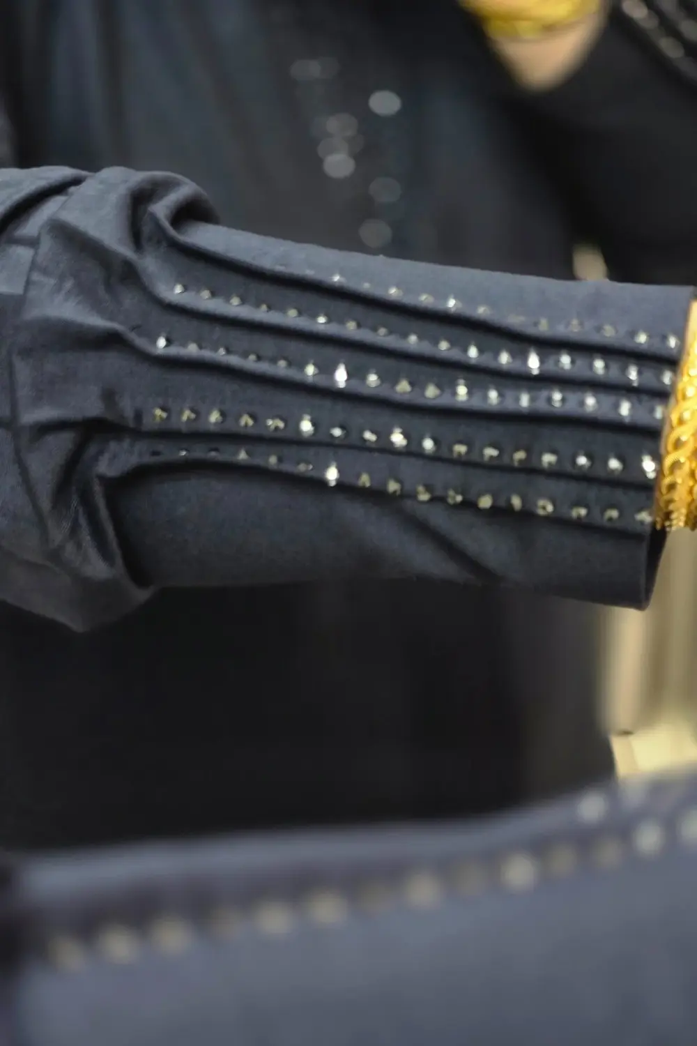 Kadın Giyim Büyük Beden Kolu Nevrür Taşlı Çimalı Elbise