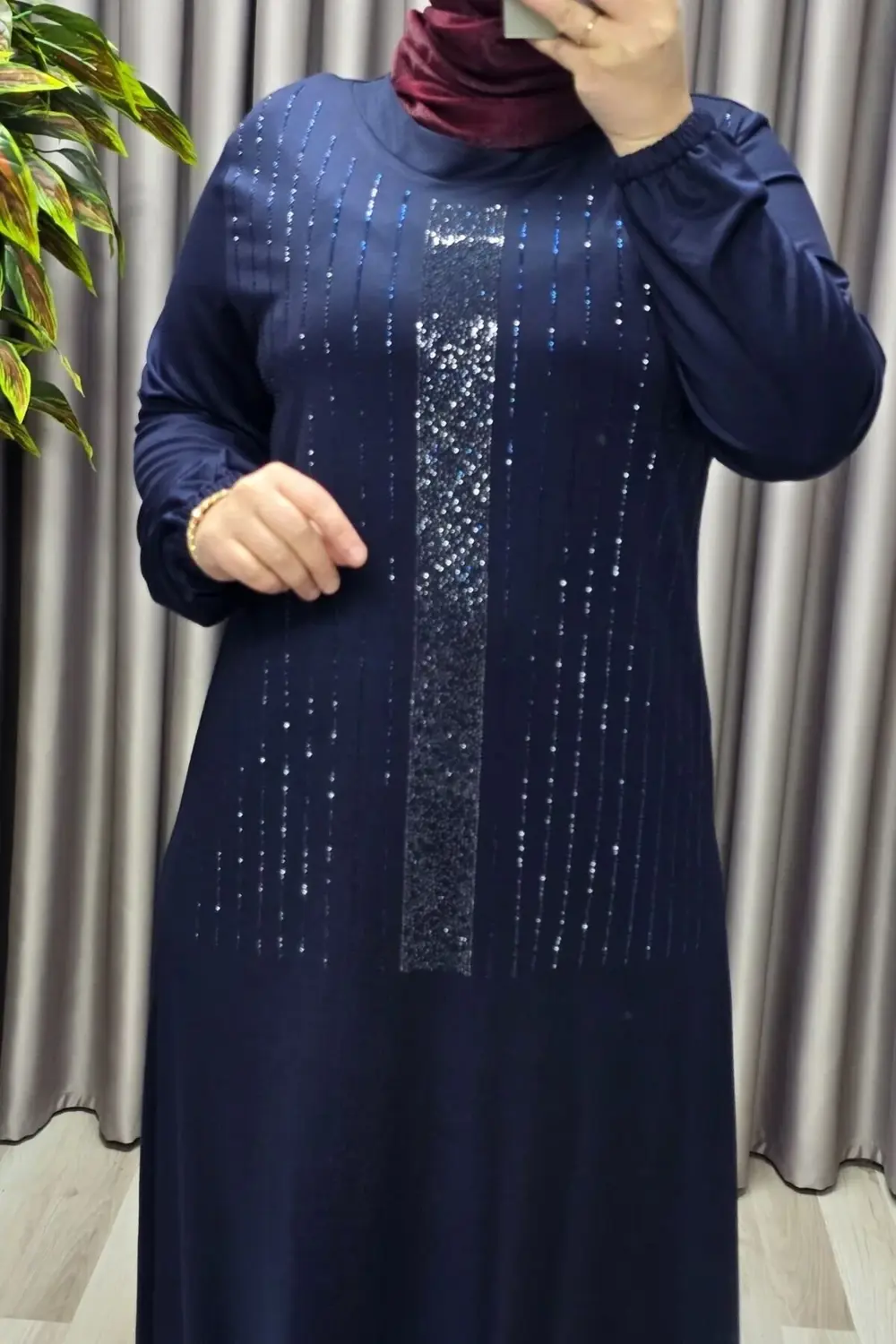 Kadın Giyim Büyük Beden Kristal Taşlı Elbise