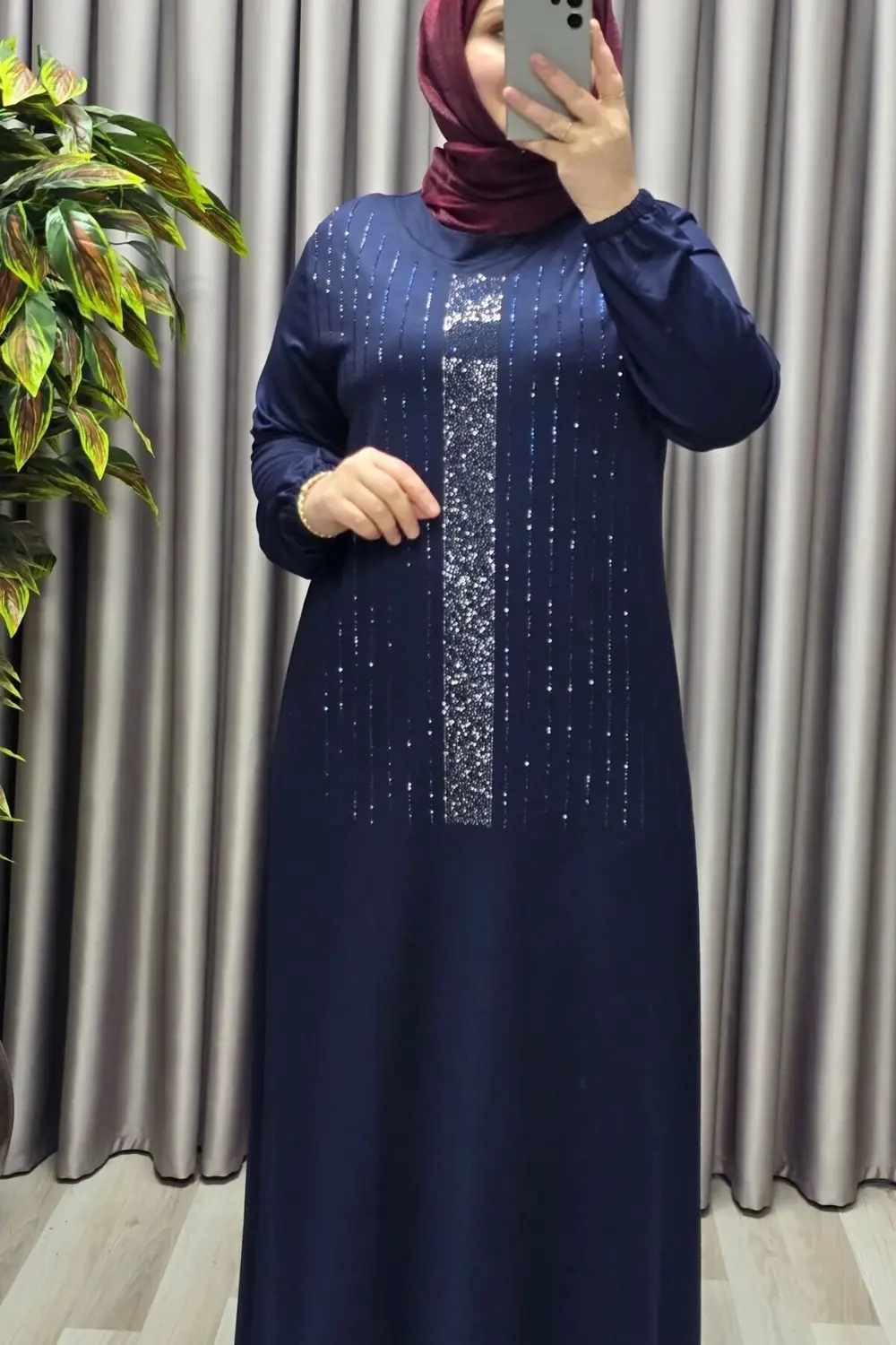 Kadın Giyim Büyük Beden Kristal Taşlı Elbise