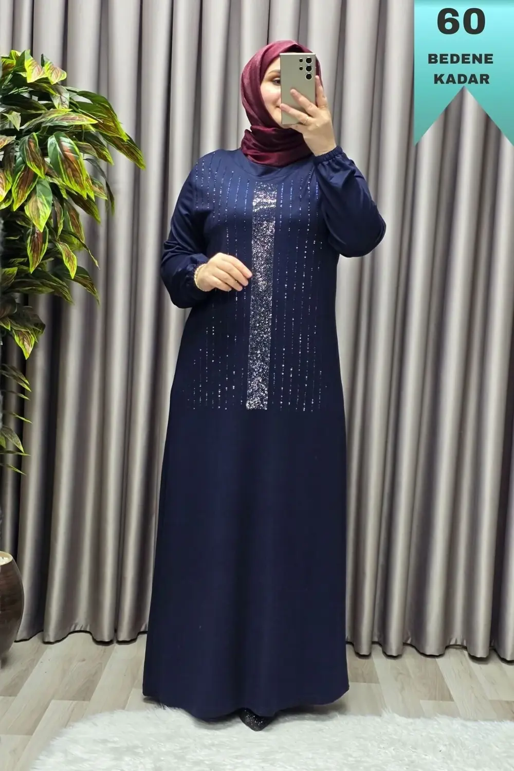 Kadın Giyim Büyük Beden Kristal Taşlı Elbise