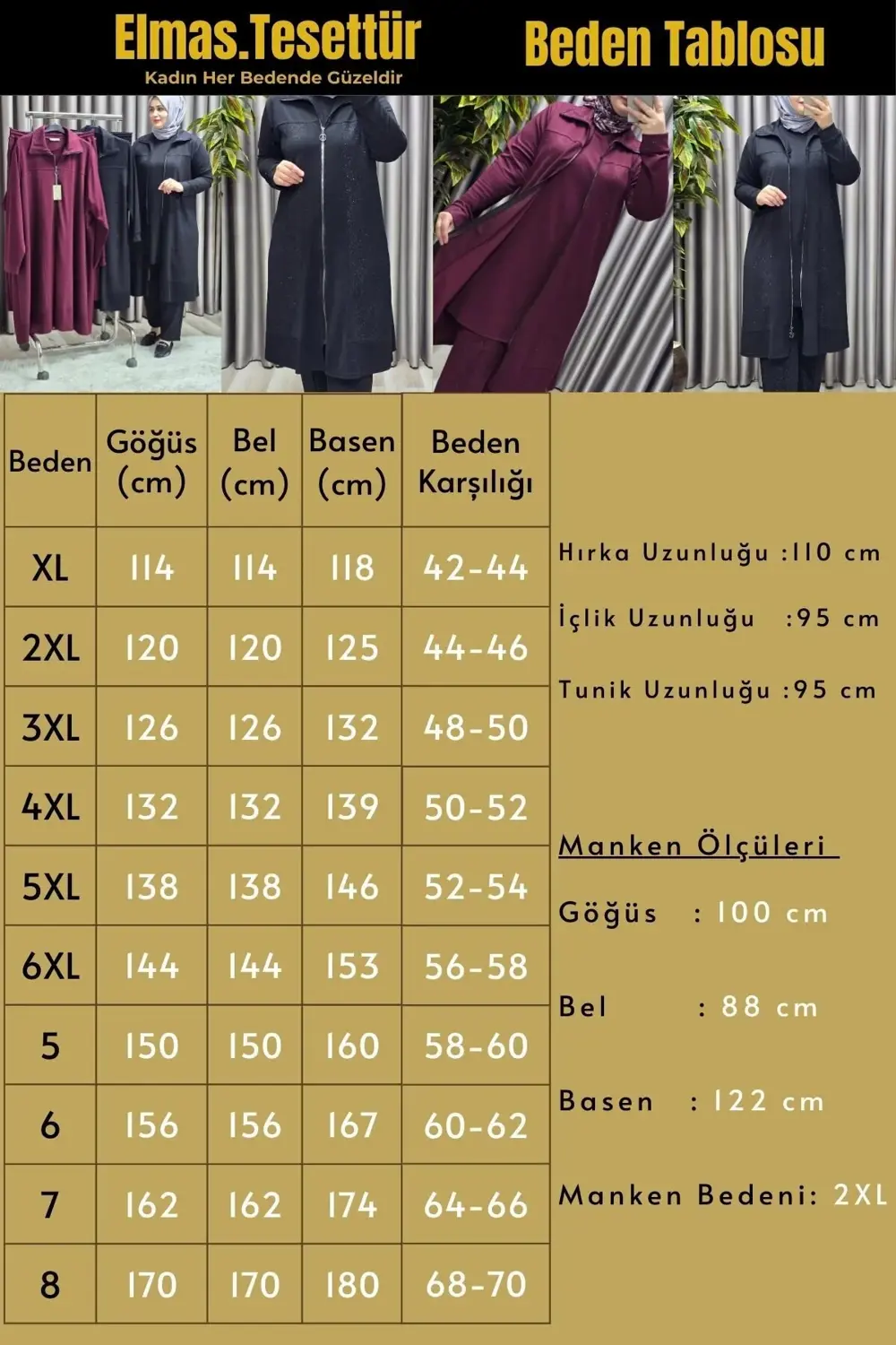 Kadın Giyim Büyük Beden Modal Simli Kap Pantolon İçlik Üçlü Takım