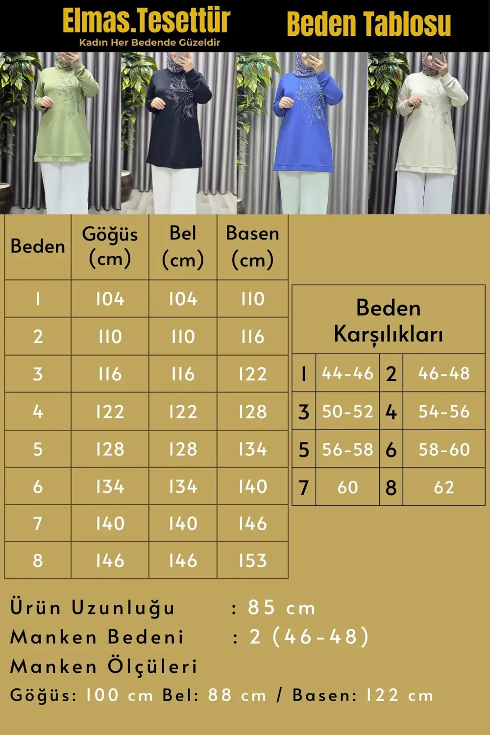 Kadın Giyim Büyük Beden Modal Taşlı Çiçekli Tunik