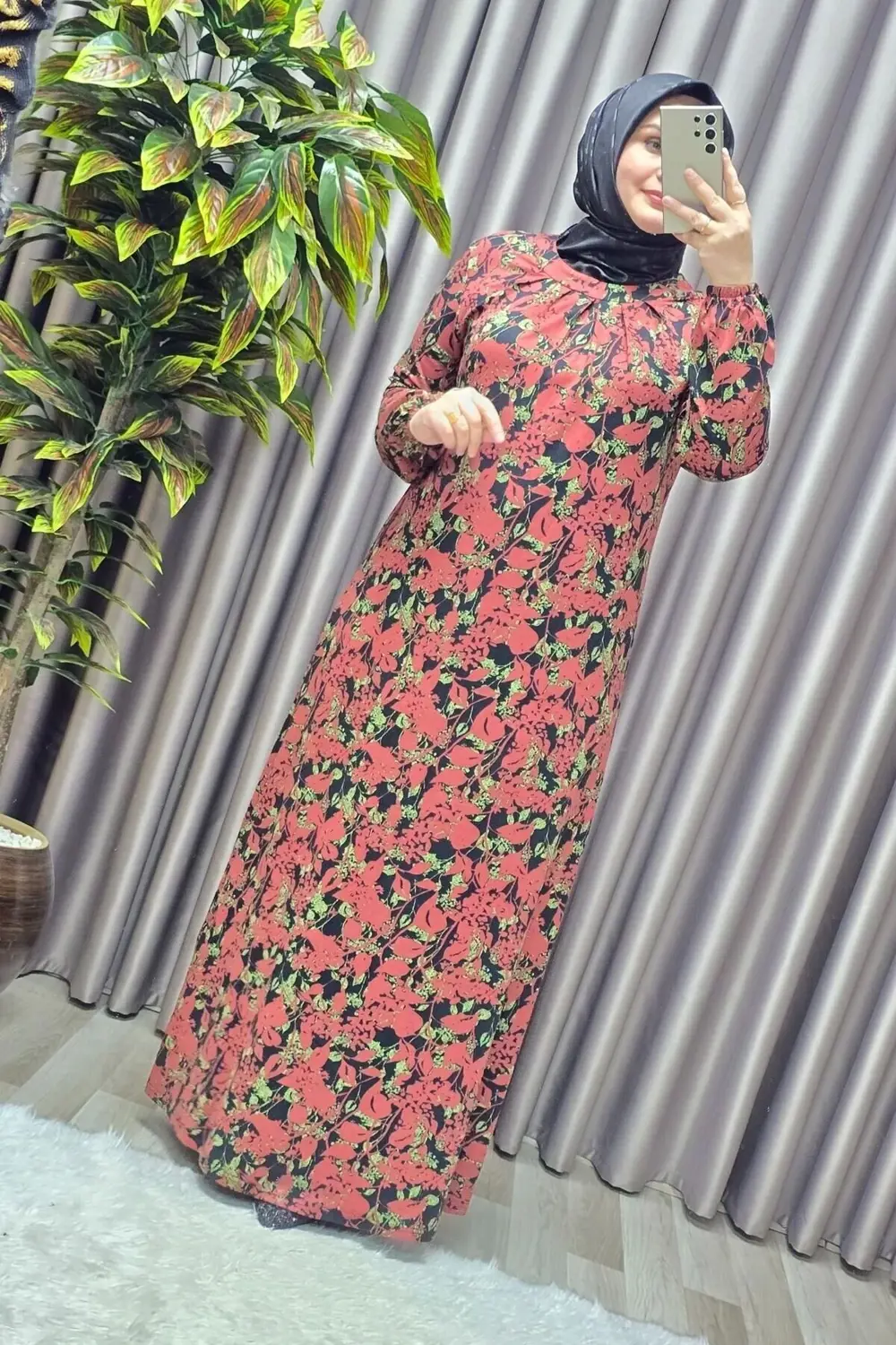 Kadın Giyim Büyük Beden Nostaljik Kristal Büzgülü Elbise