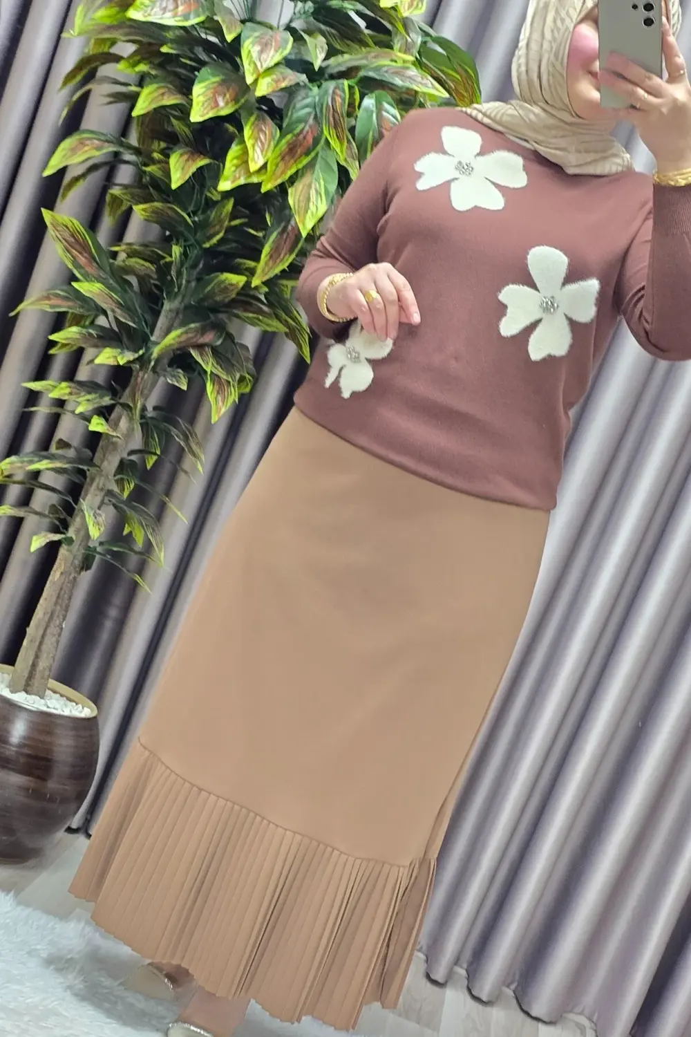 Kadın Giyim Büyük Beden Piliseli Etek