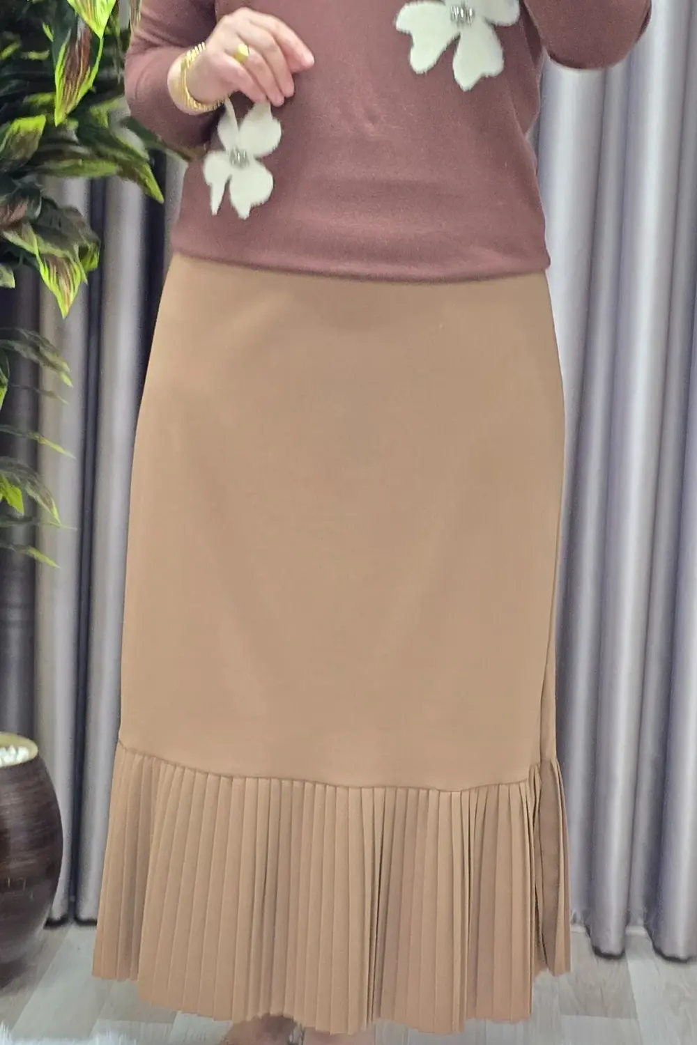 Kadın Giyim Büyük Beden Piliseli Etek