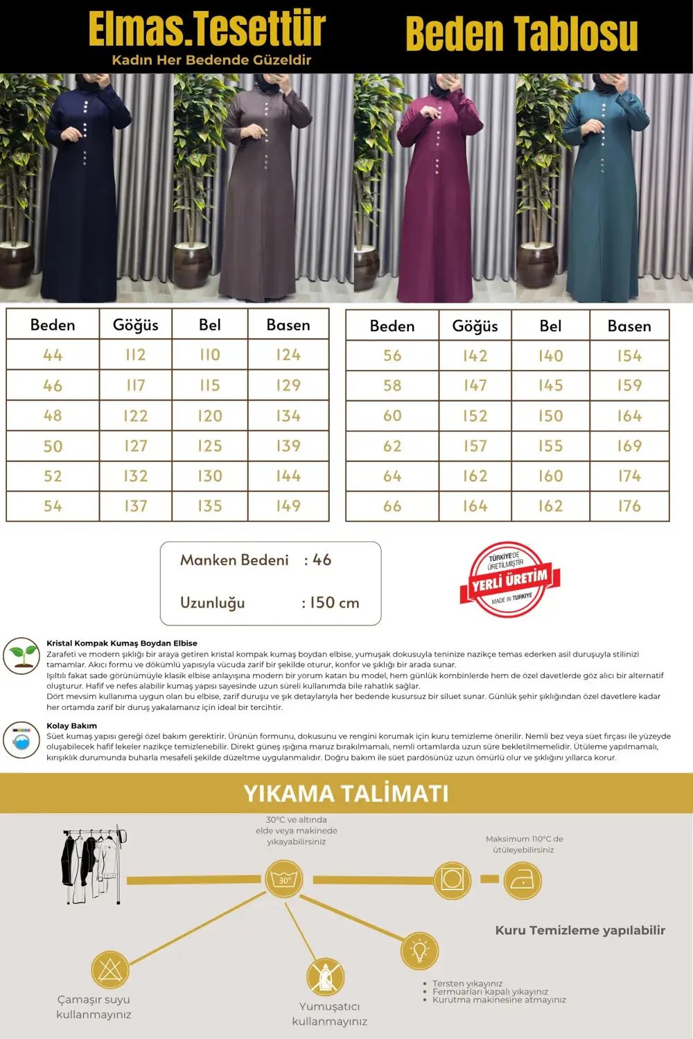 Kadın Giyim Büyük Beden Rivetli Boydan Elbise