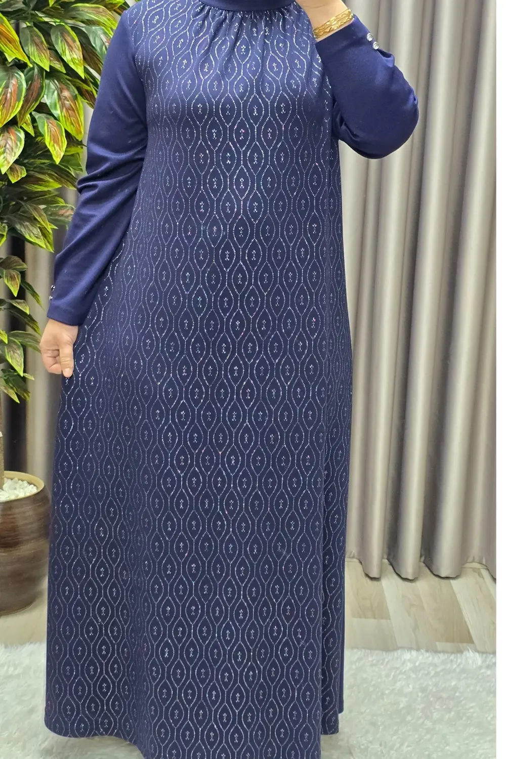 Kadın Giyim Büyük Beden Simli Kloş Elmas Elbise