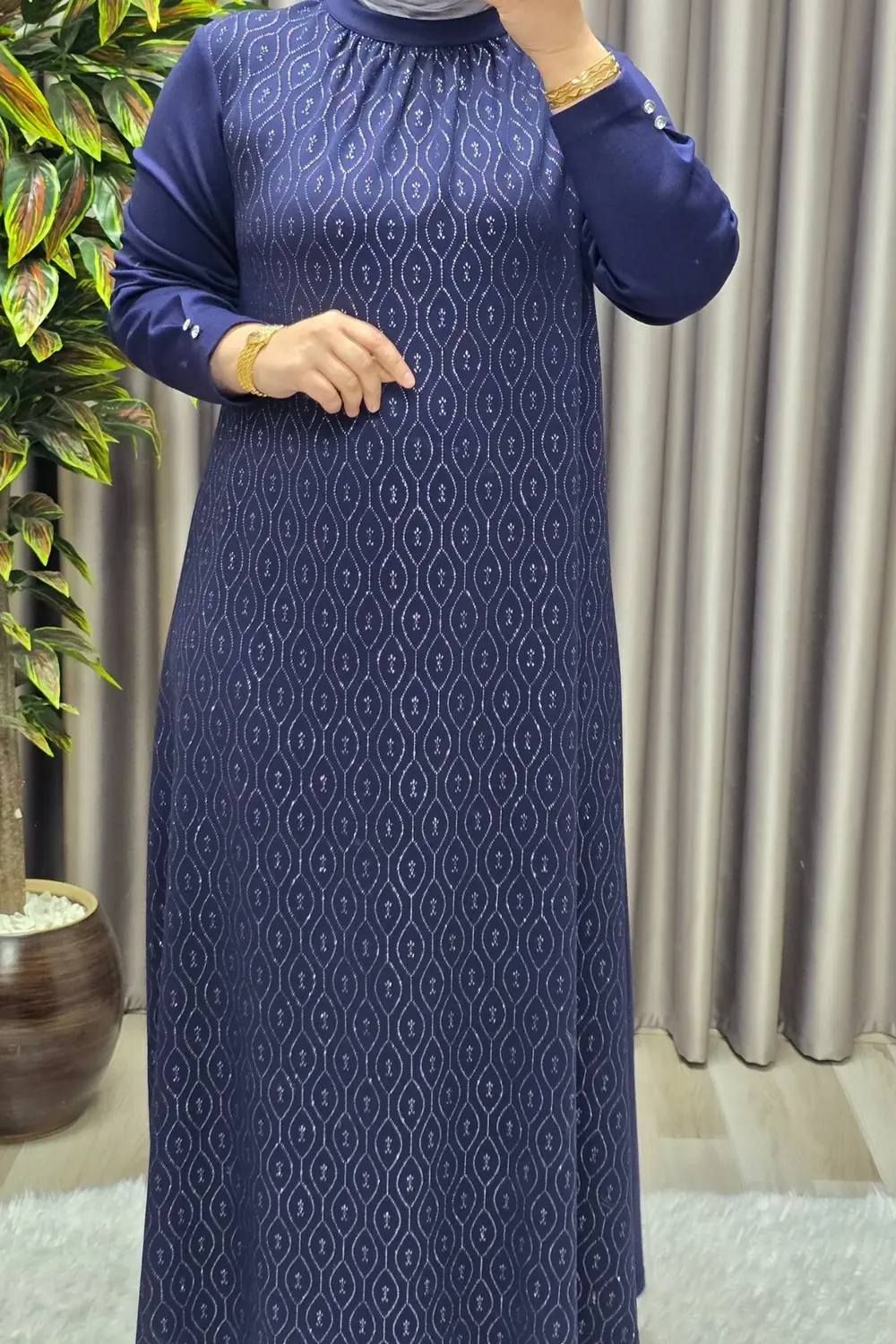 Kadın Giyim Büyük Beden Simli Kloş Elmas Elbise