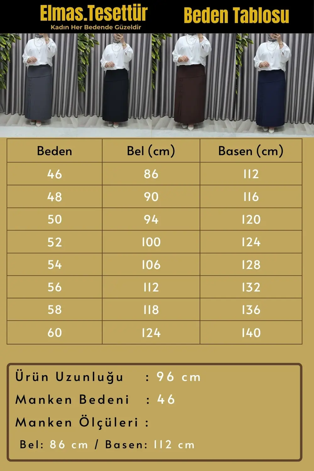 Kadın Giyim Büyük Beden Suna Düğmeli Etek