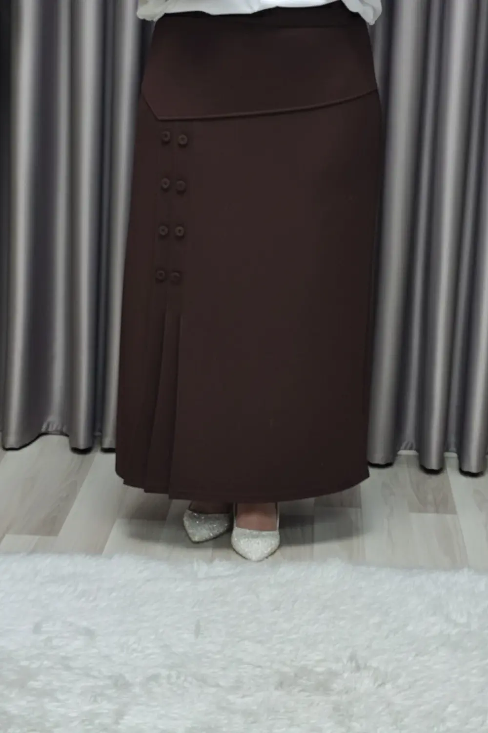 Kadın Giyim Büyük Beden Suna Düğmeli Etek