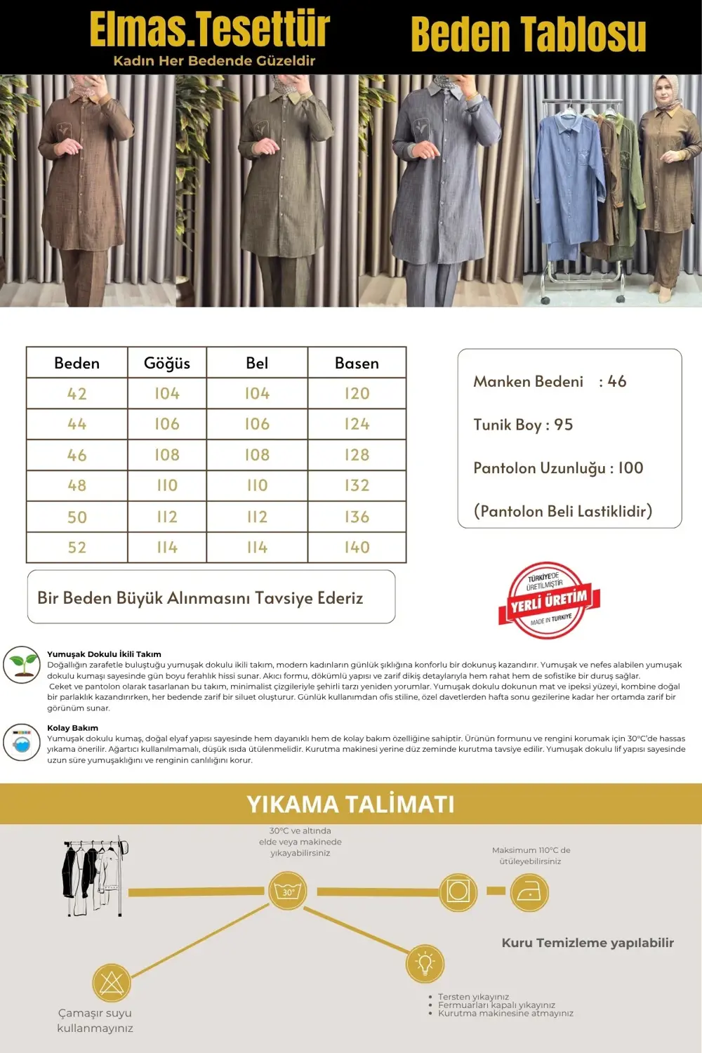 Elmas Tesettür Kadın Giyim Büyük Beden Taş İşlemeli Takım