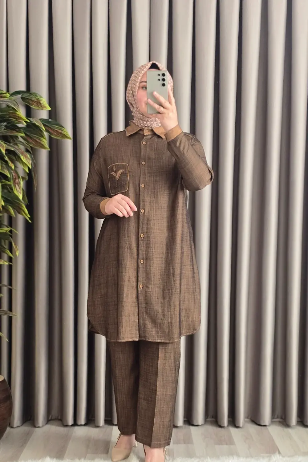 Elmas Tesettür Kadın Giyim Büyük Beden Taş İşlemeli Takım