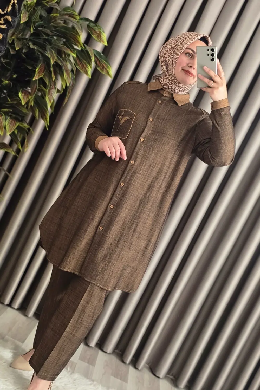 Elmas Tesettür Kadın Giyim Büyük Beden Taş İşlemeli Takım