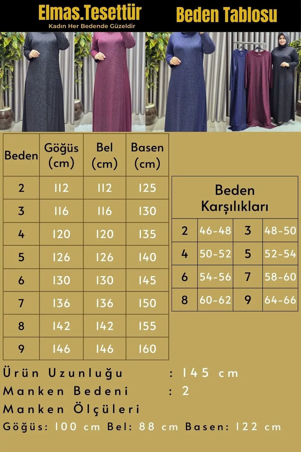 Kadın Giyim Büyük Beden Taşlı Simli Rahat Kalıp Tesettür Elmas El