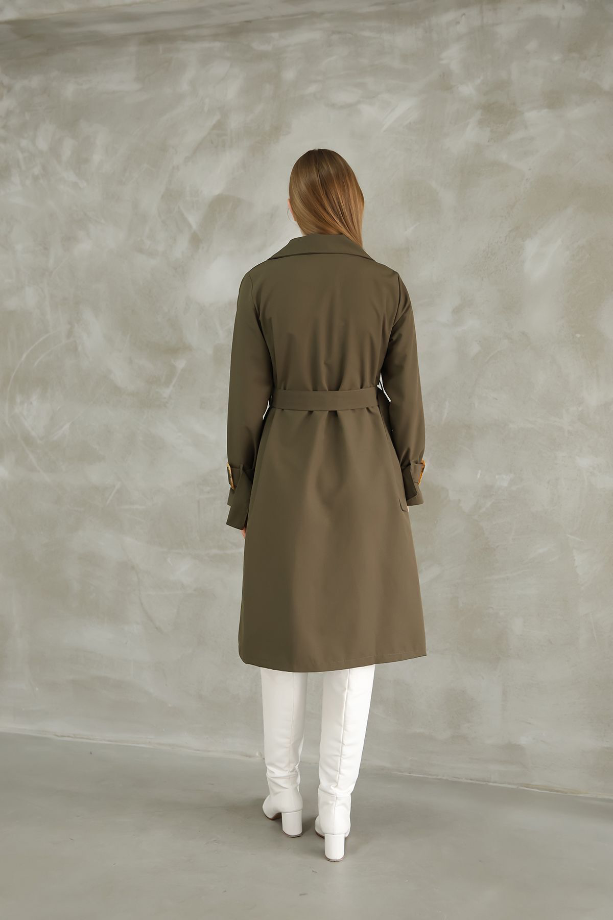 Louise Kadın Giyim Düğmeli 105 Cm Trençkot