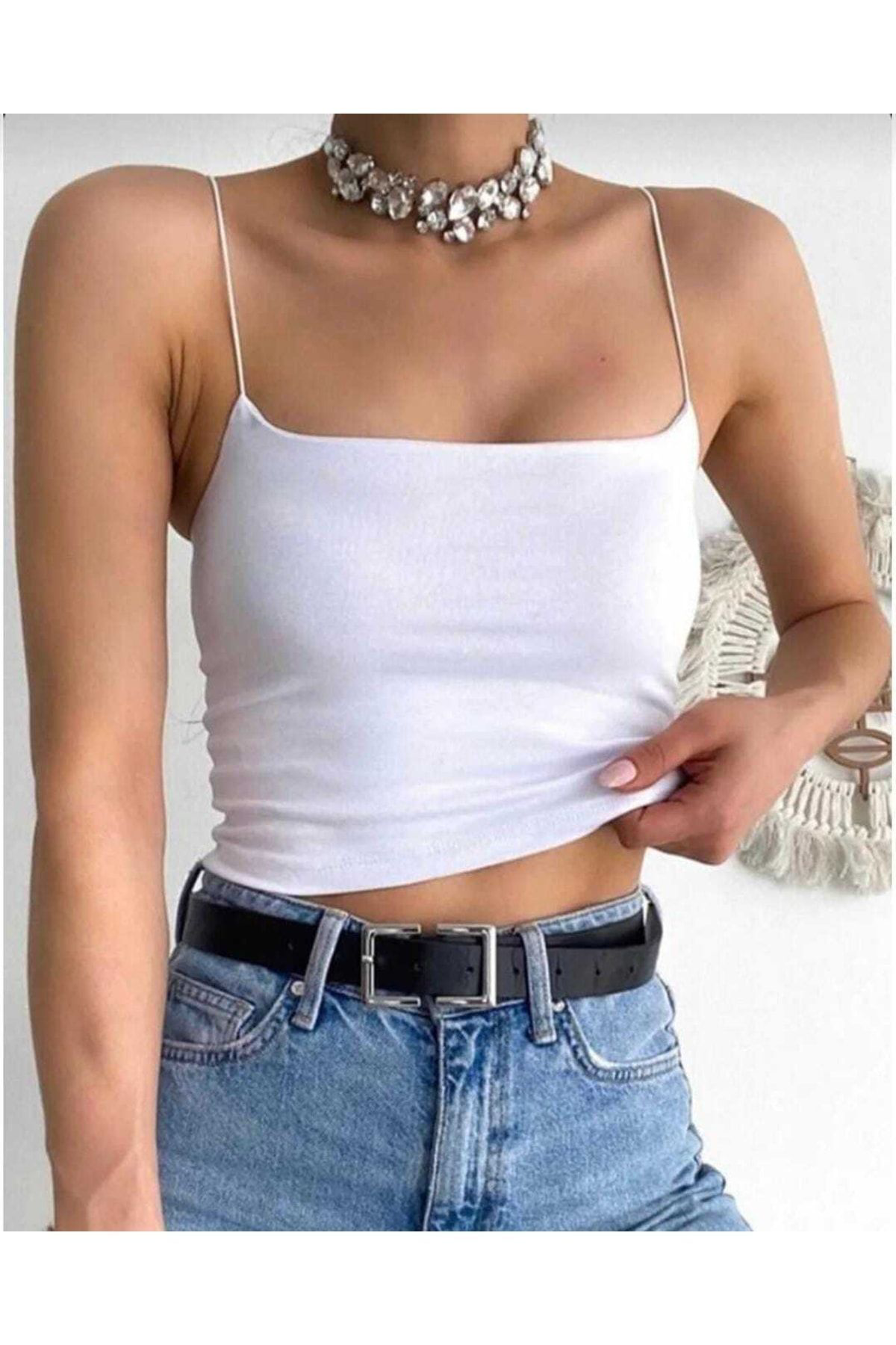 Kadın Giyim Ip Askılı Basic Crop