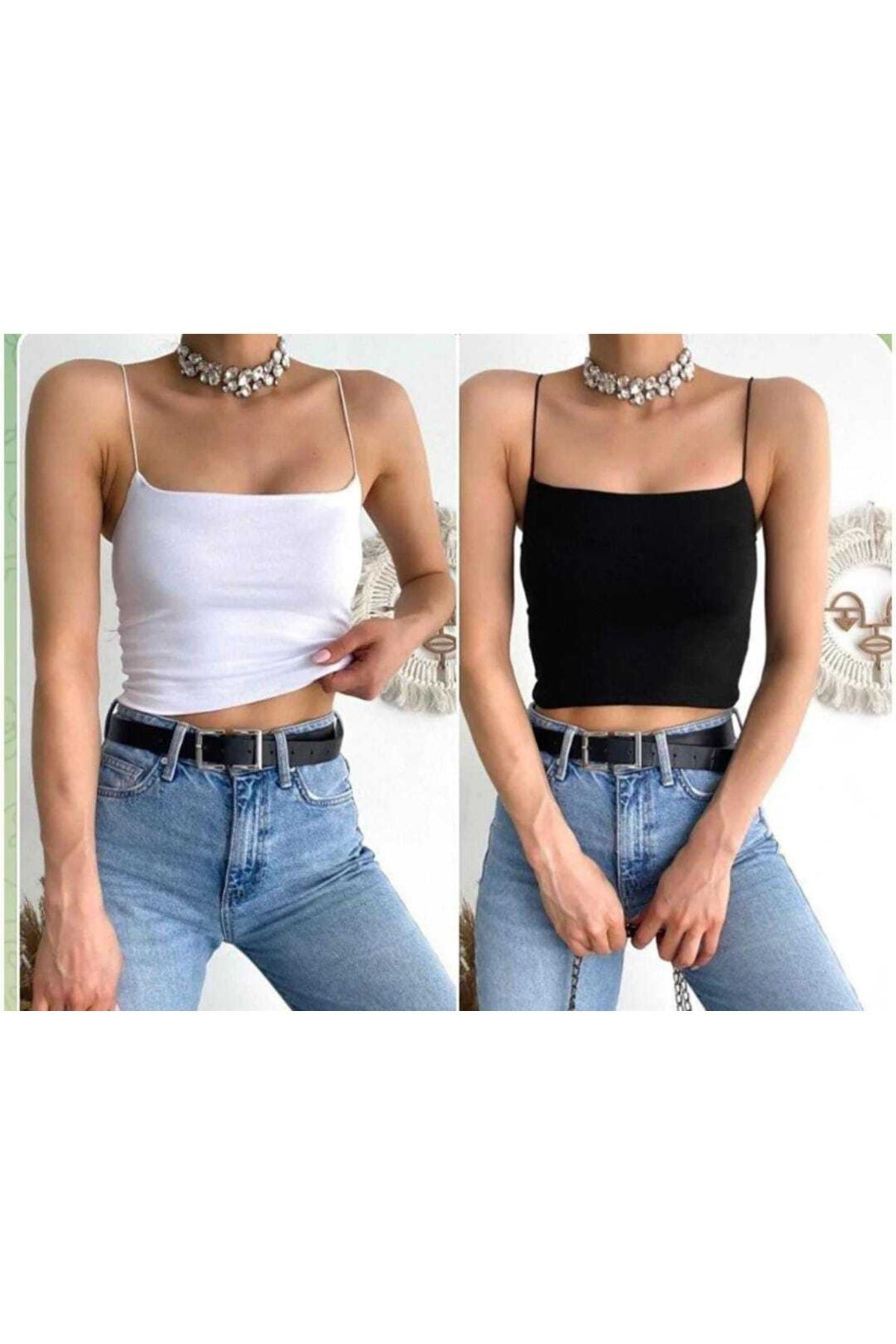 Kadın Giyim Ip Askılı Basic Crop