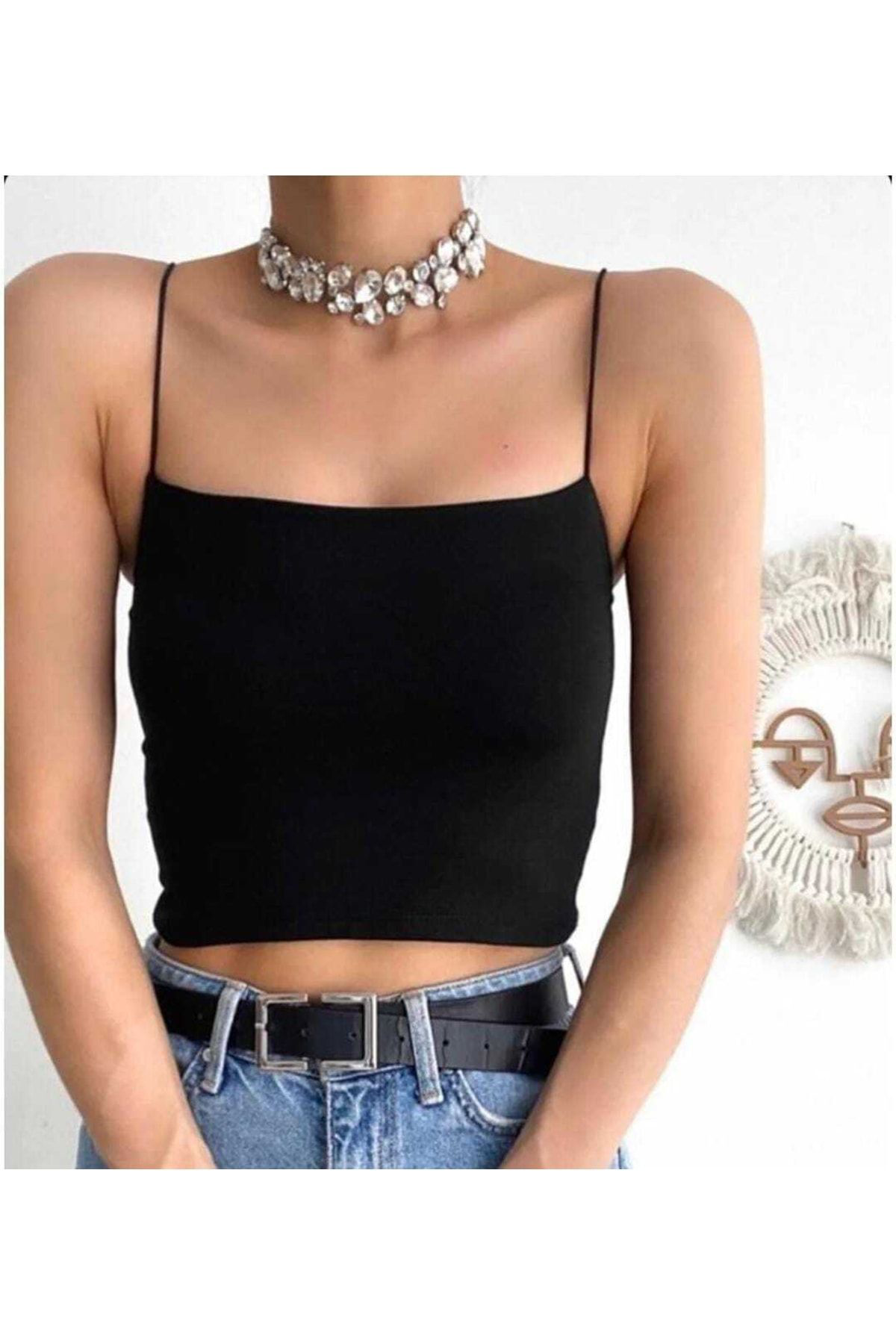 Kadın Giyim Ip Askılı Basic Crop