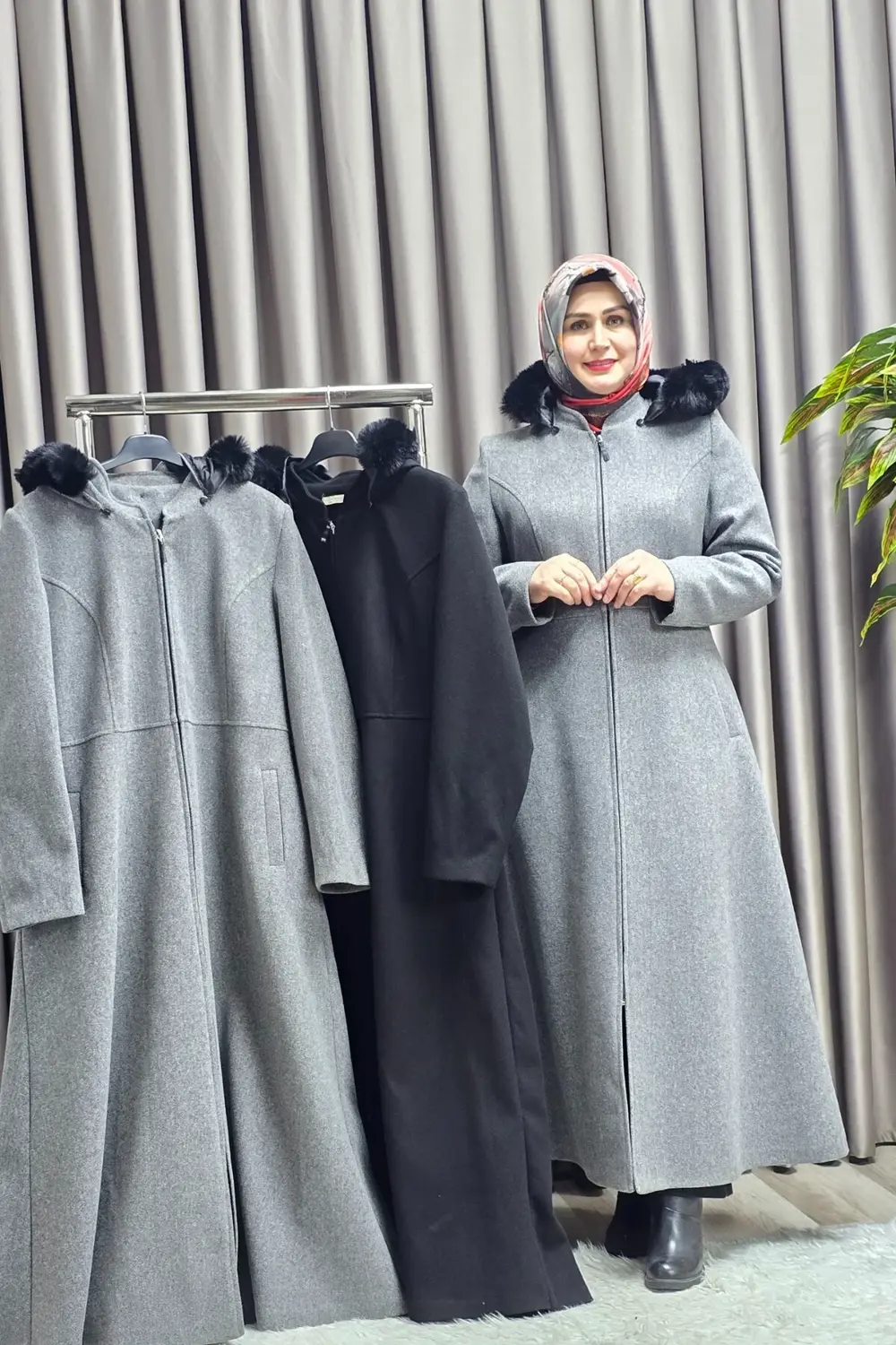 Kadın Giyim Kapşonlu Tam Boy Mevlana Kaşe