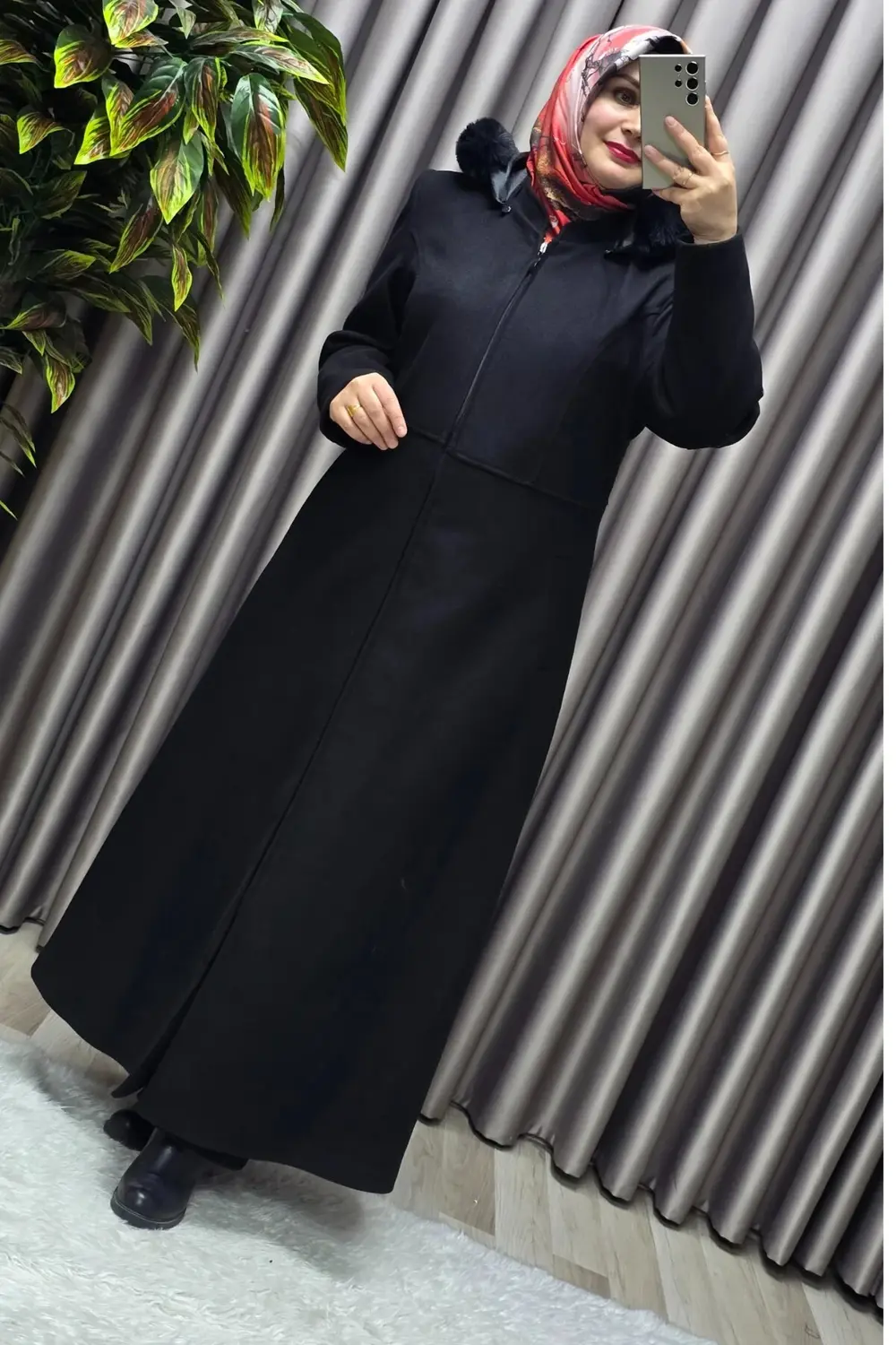 Kadın Giyim Kapşonlu Tam Boy Mevlana Kaşe