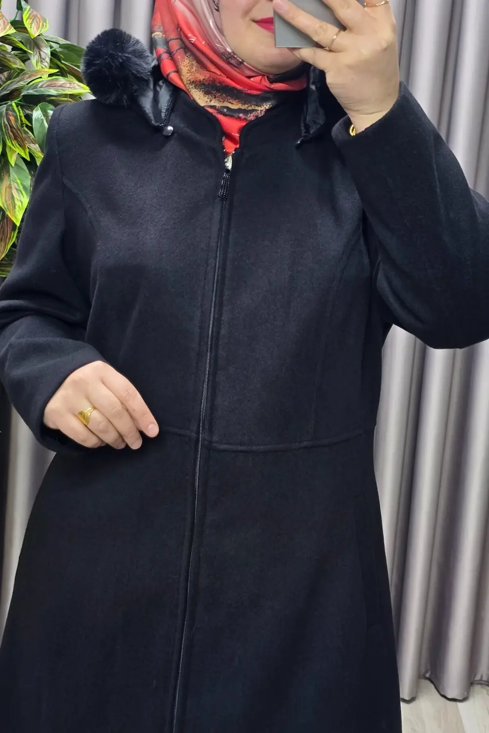 Kadın Giyim Kapşonlu Tam Boy Mevlana Kaşe