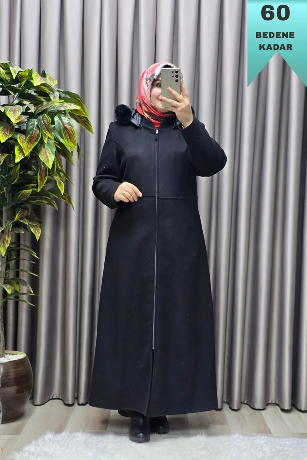 Kadın Giyim Kapşonlu Tam Boy Mevlana Kaşe