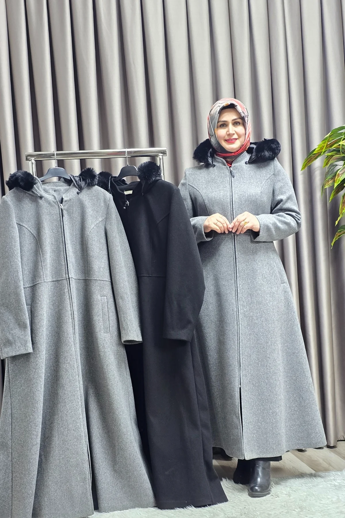 Kadın Giyim Kapşonlu Tam Boy Mevlana Kaşe