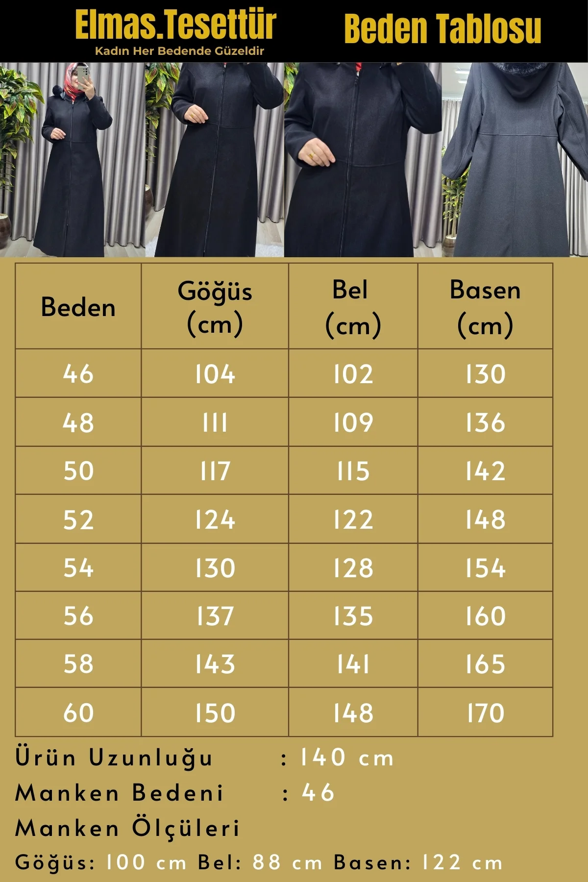 Kadın Giyim Kapşonlu Tam Boy Mevlana Kaşe - Görsel 3