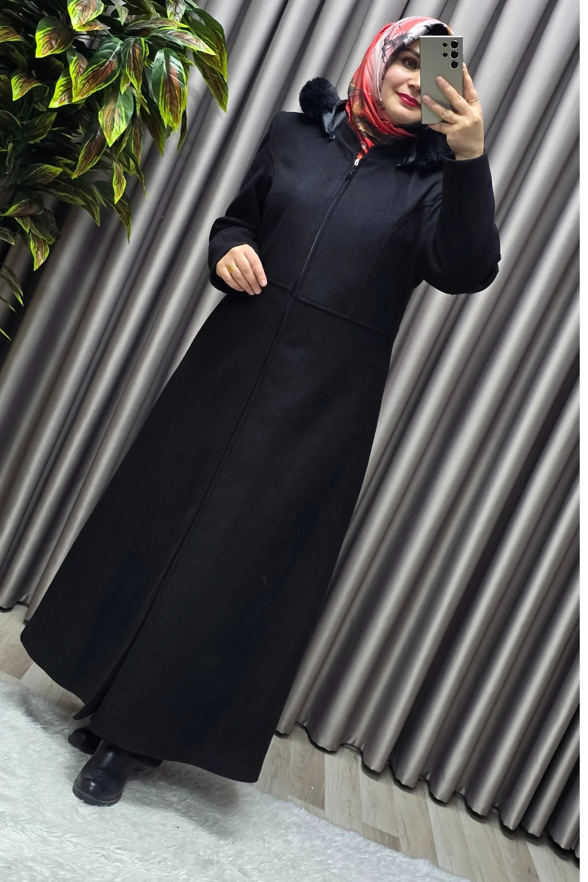 Kadın Giyim Kapşonlu Tam Boy Mevlana Kaşe