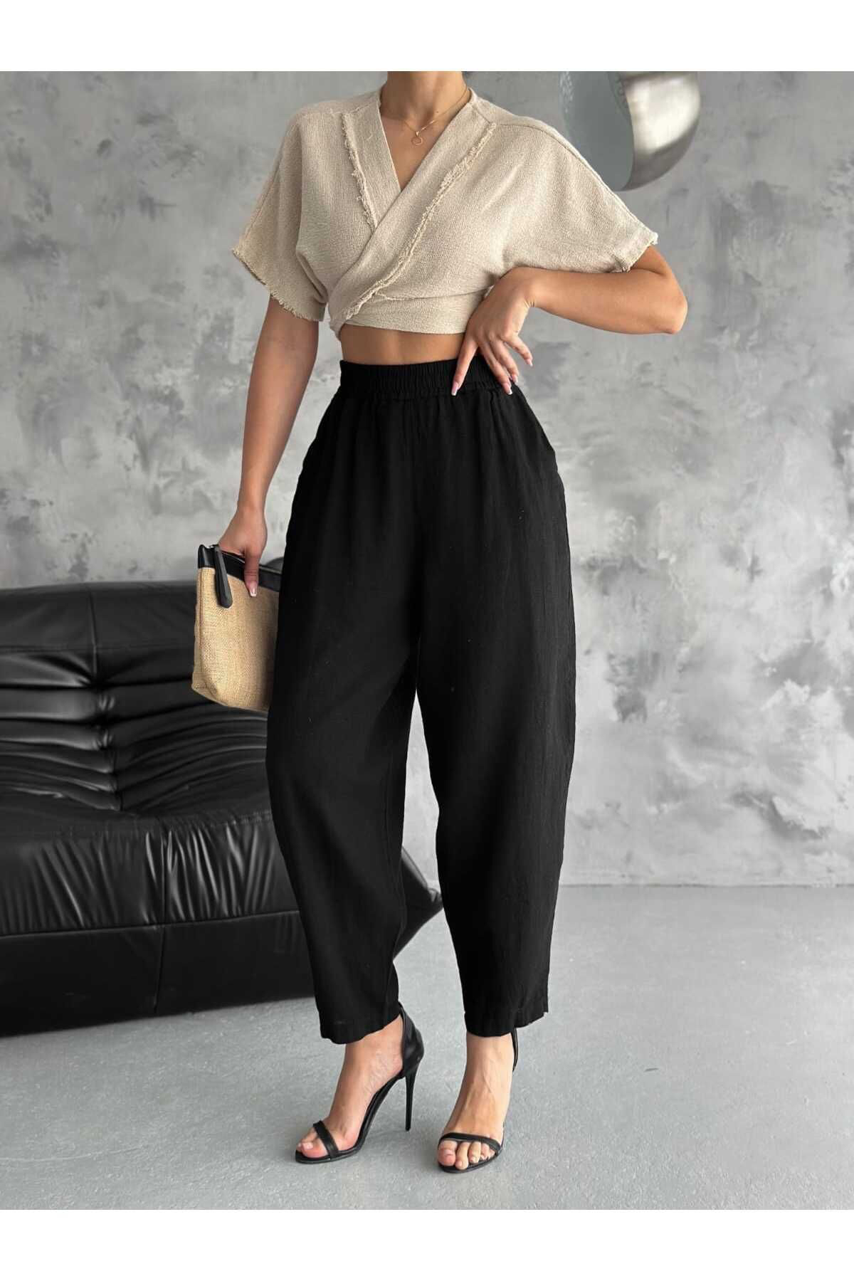 KADIN GİYİM KETEN RAHAT PANTOLON