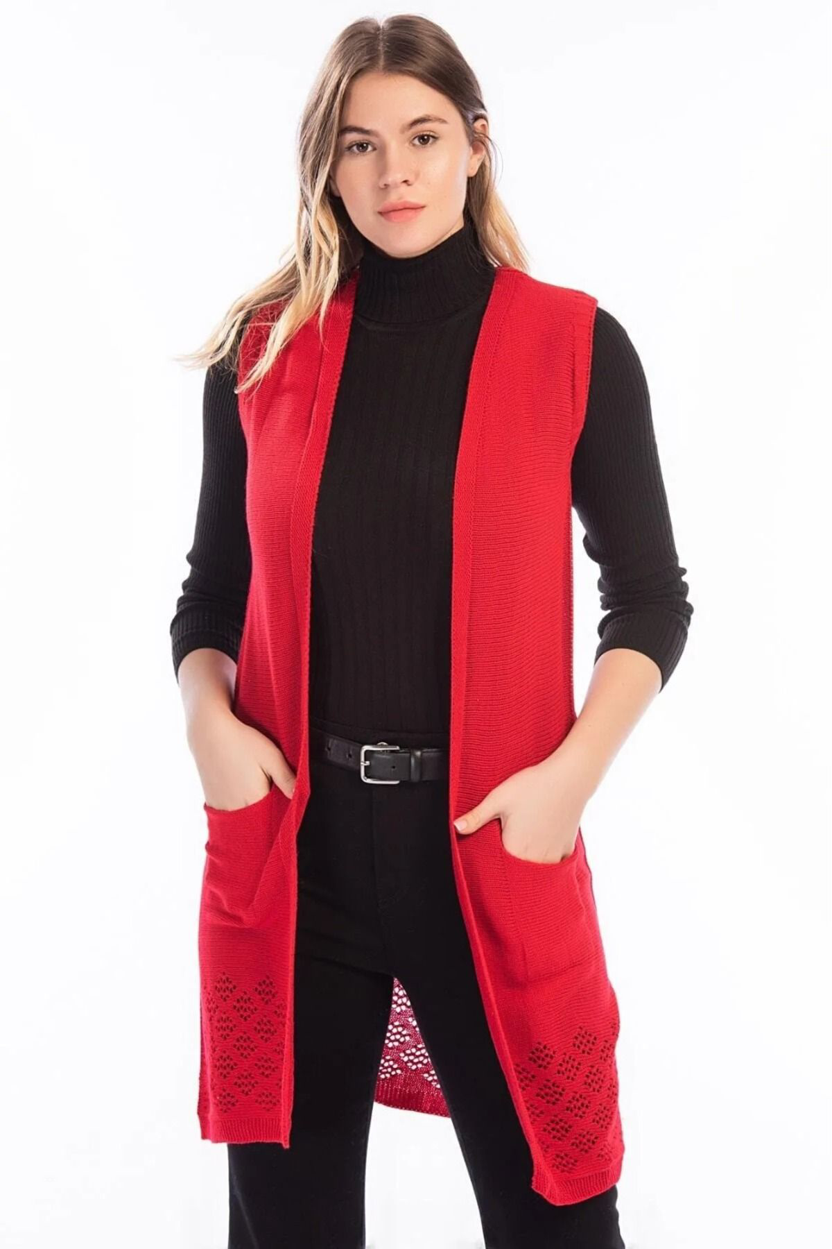 Gülşah Kadin Giyim Kolsuz Cepli Yelek Standart Beden