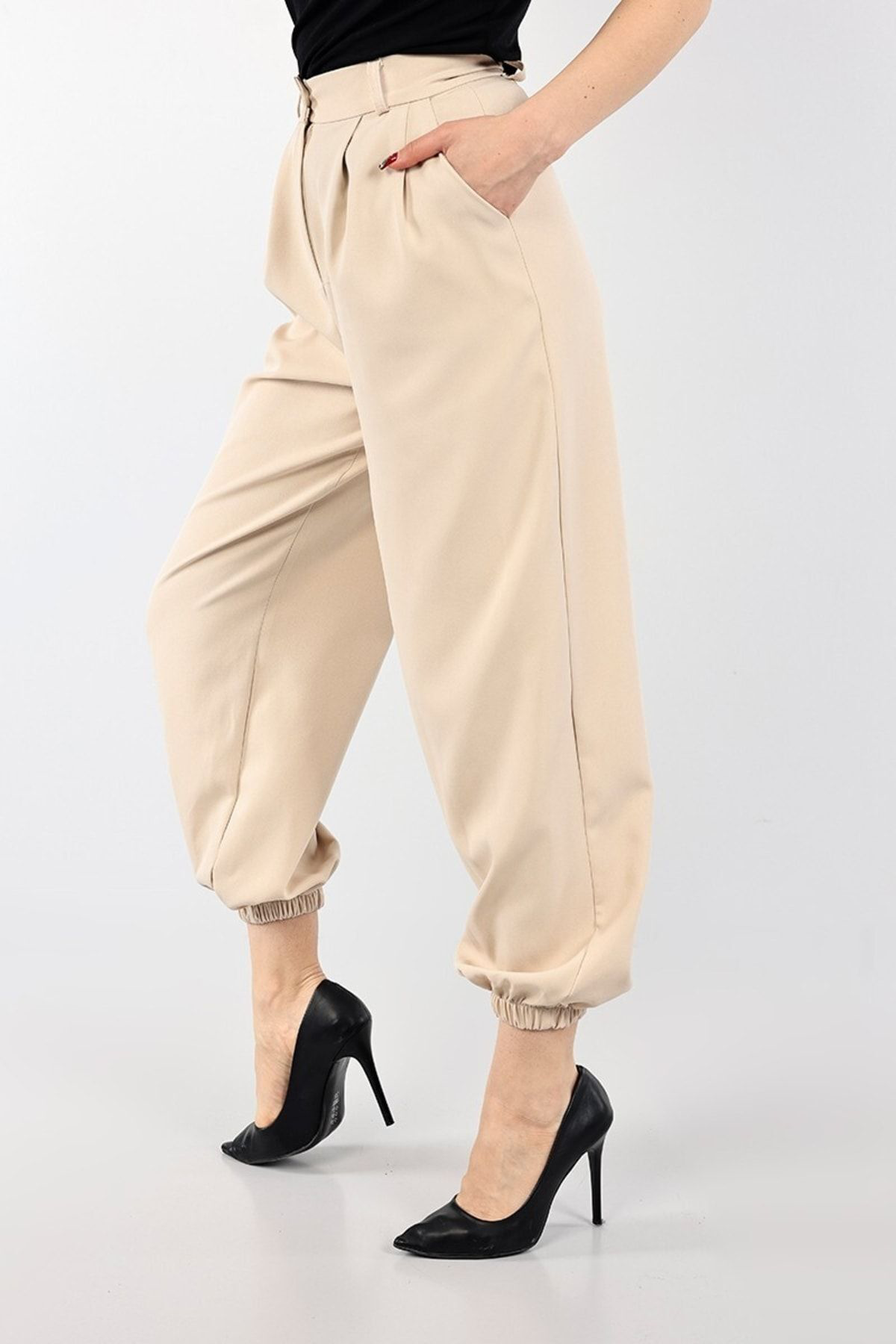 Kadın Giyim Paça Lastik Jogger Kumaş Pantolon