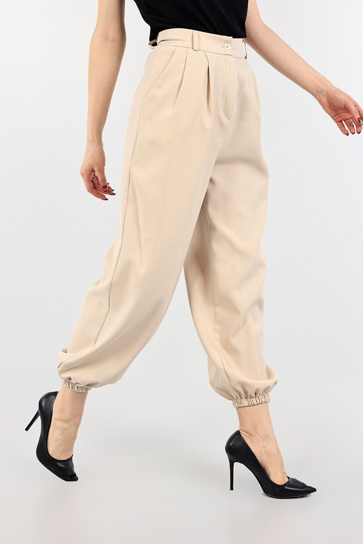 Kadın Giyim Paça Lastik Jogger Kumaş Pantolon