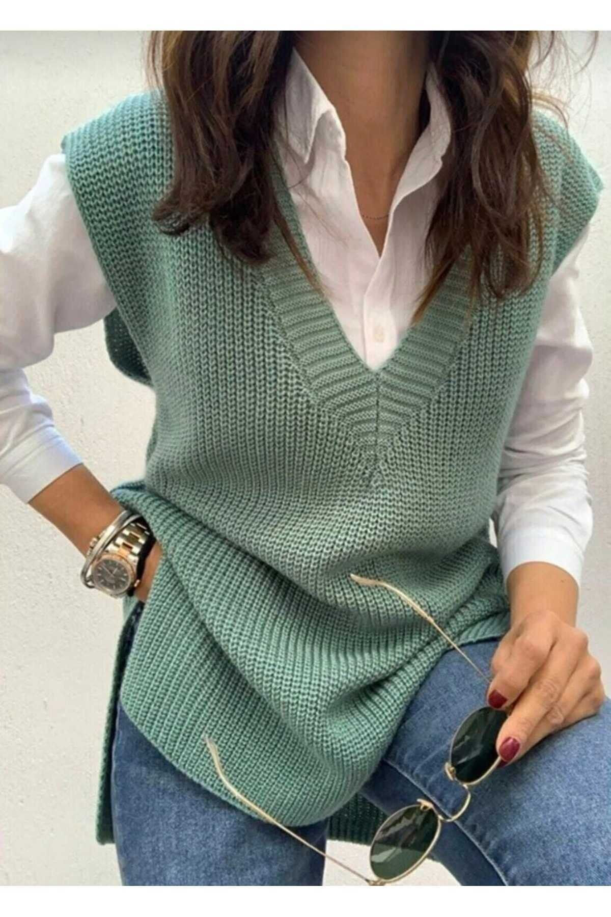 Kadın Giyim V Yaka Süveter