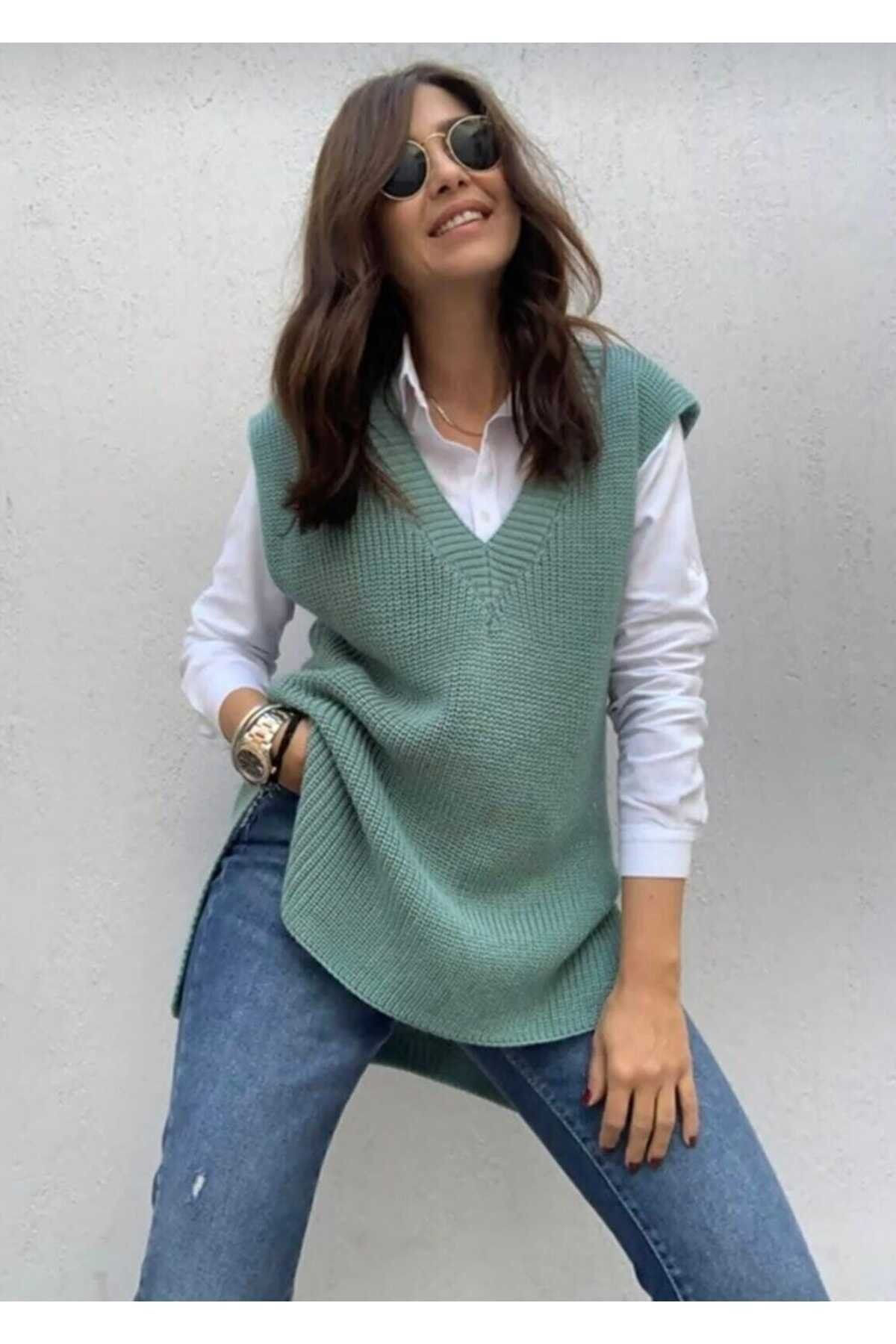 Kadın Giyim V Yaka Süveter