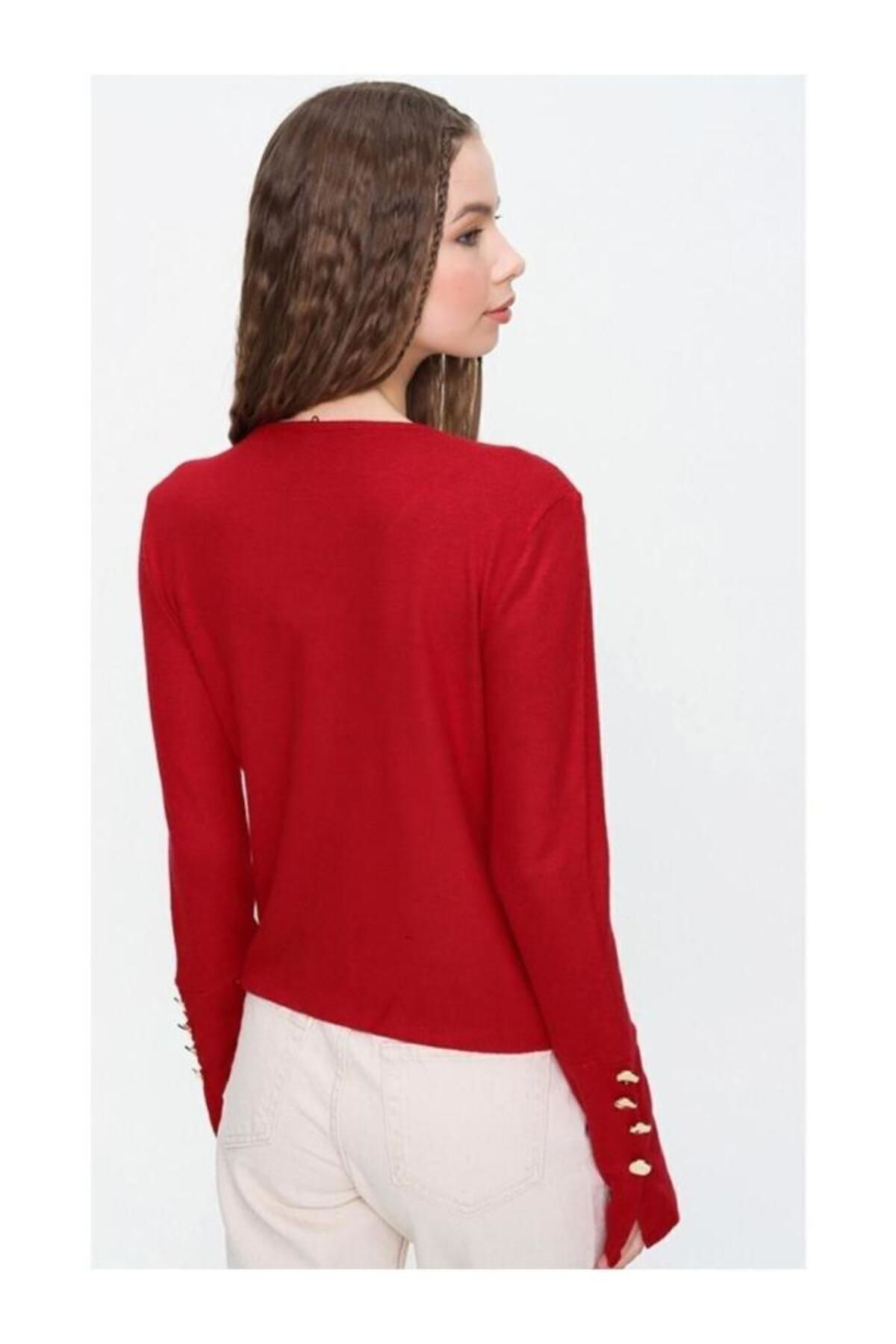 Kadın Gold Düğme Detaylı Yumuşak Dokulu Triko Hırka 3007230