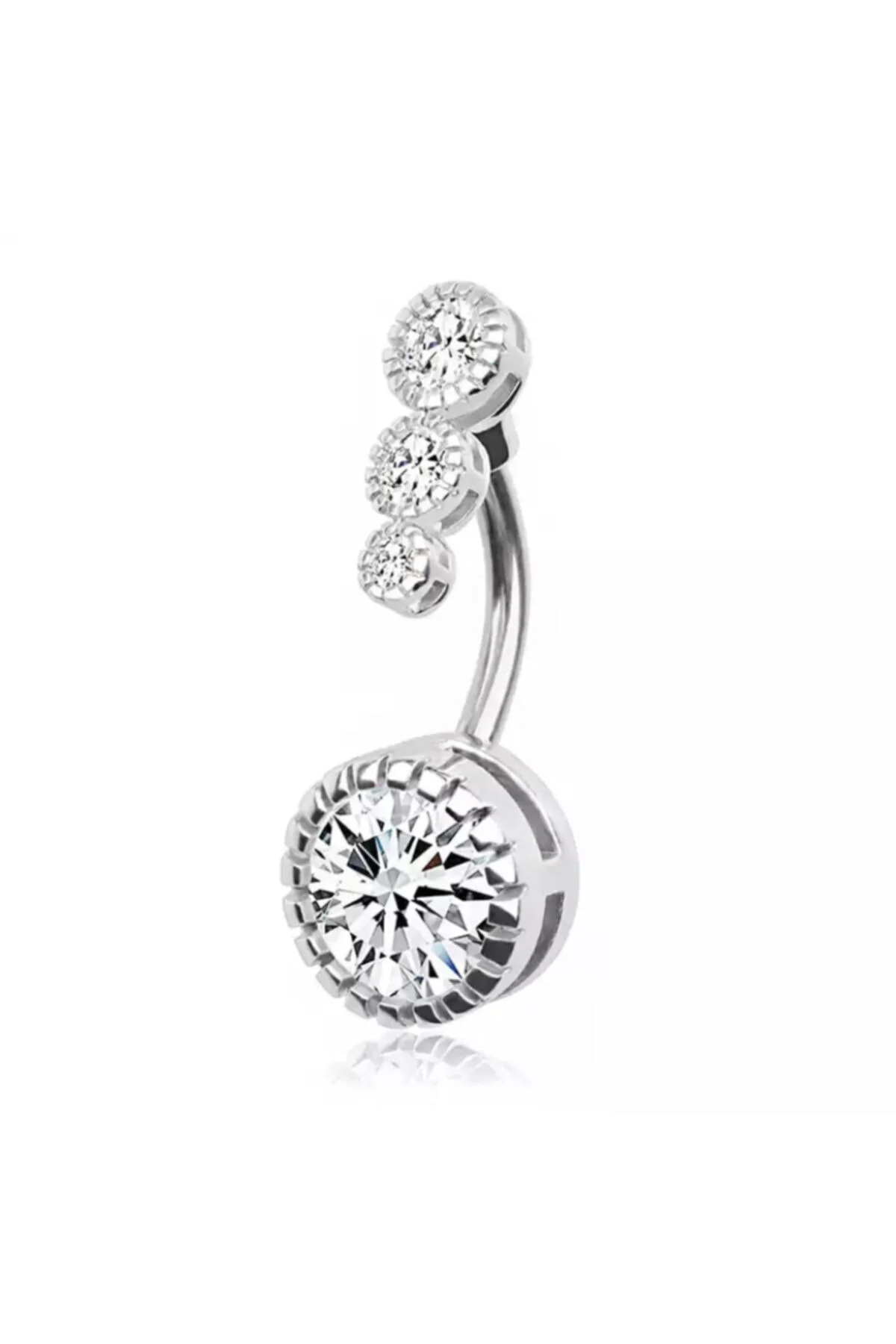 Kadın Gümüş Renk Kasisli 4 Zirkon Taşlı 316l Cerrahi Çelik Göbek Piercing Kadın Gümüş Renk Kasisli 4 Zirkon Taşlı 316l Cerrahi Çelik Göbek Piercing