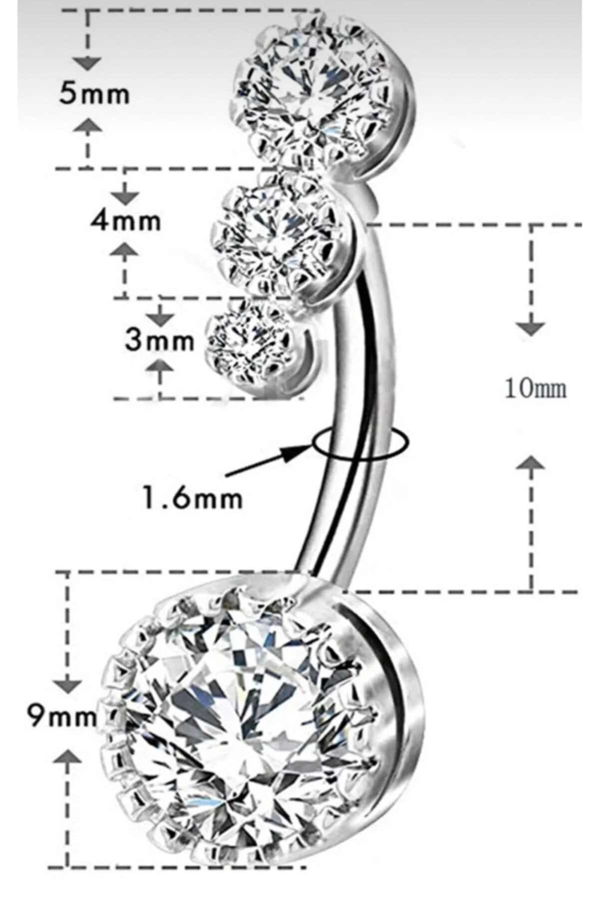 Kadın Gümüş Renk Kasisli 4 Zirkon Taşlı 316l Cerrahi Çelik Göbek Piercing Kadın Gümüş Renk Kasisli 4 Zirkon Taşlı 316l Cerrahi Çelik Göbek Piercing